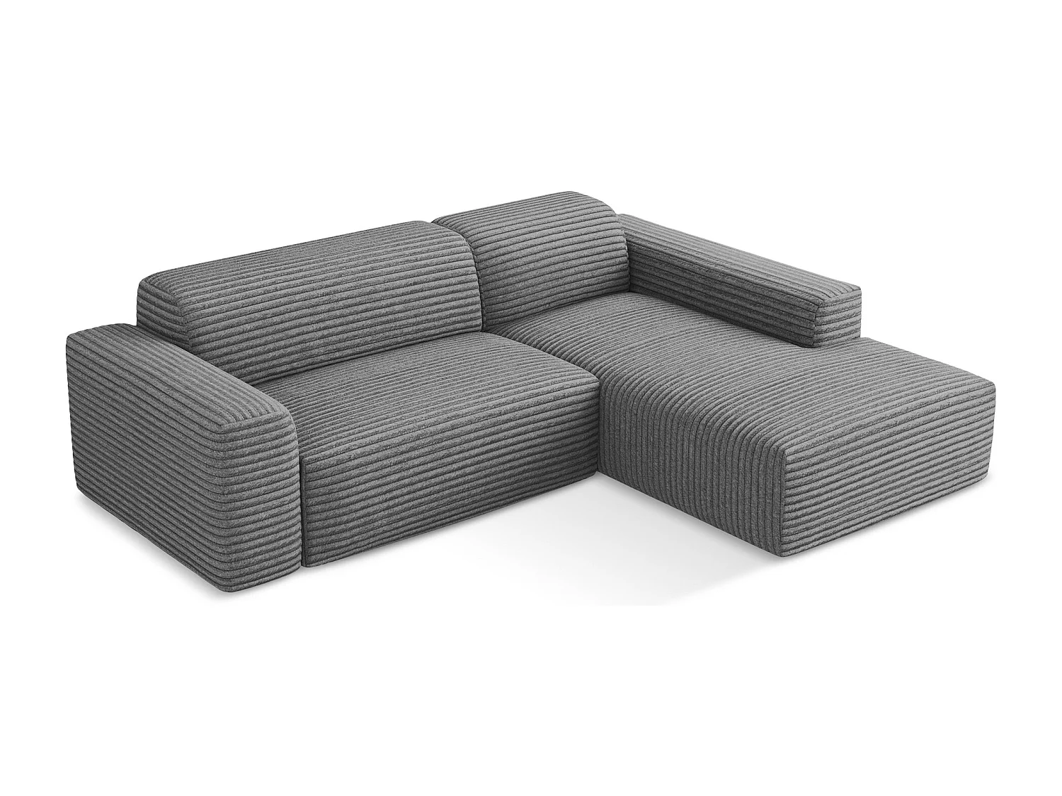 3-Sitzer Modulares Ecksofa - Ecke Rechts - Cord - Dunkelgrau - KELI