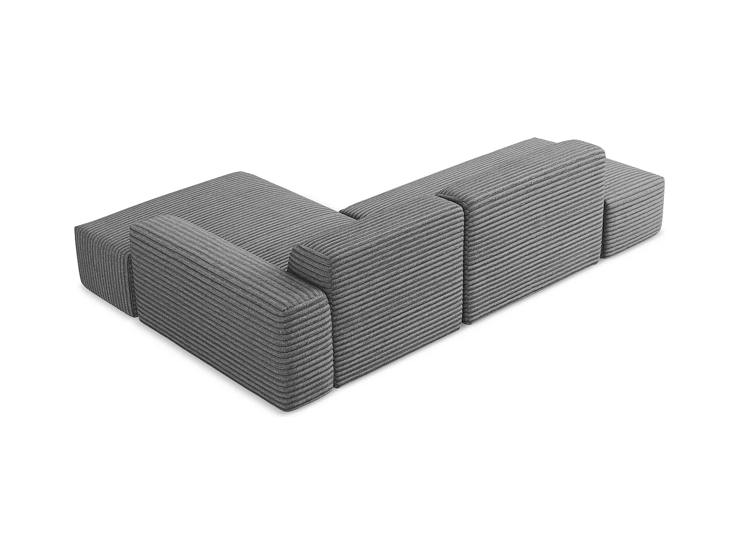 Modulaire hoekbank links van donkergrijs ribfluweel - KELI