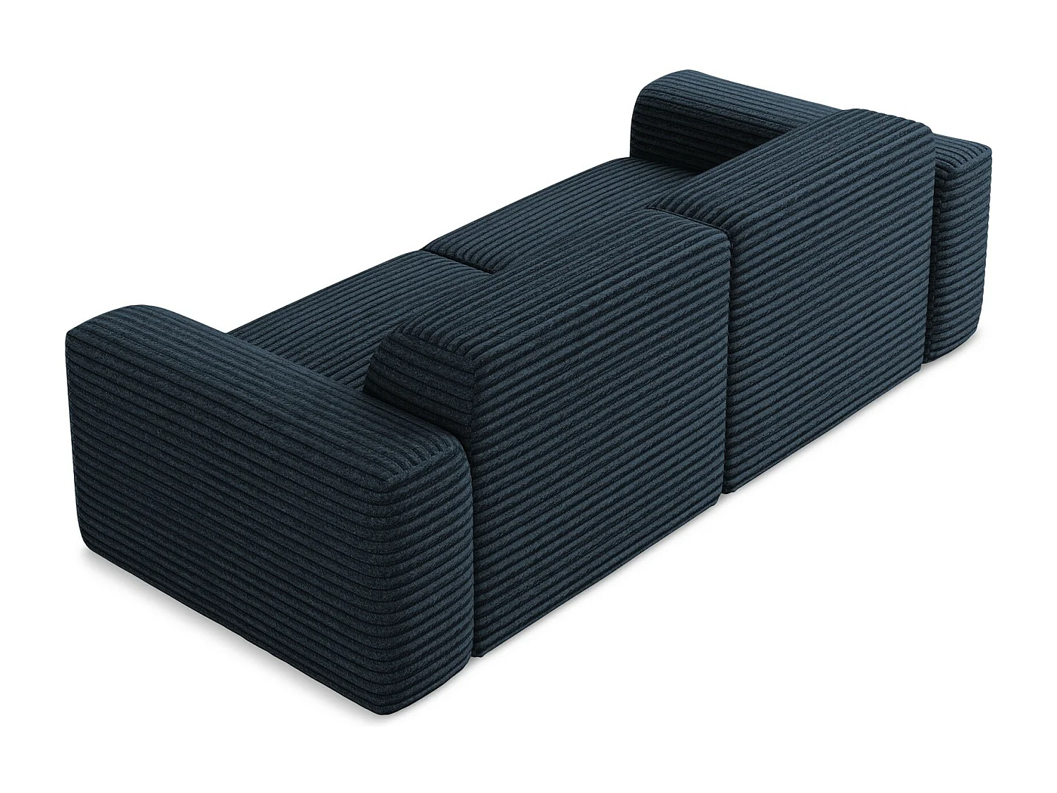 Canapé modulable 3 places en velours côtelé - bleu royal - KELI