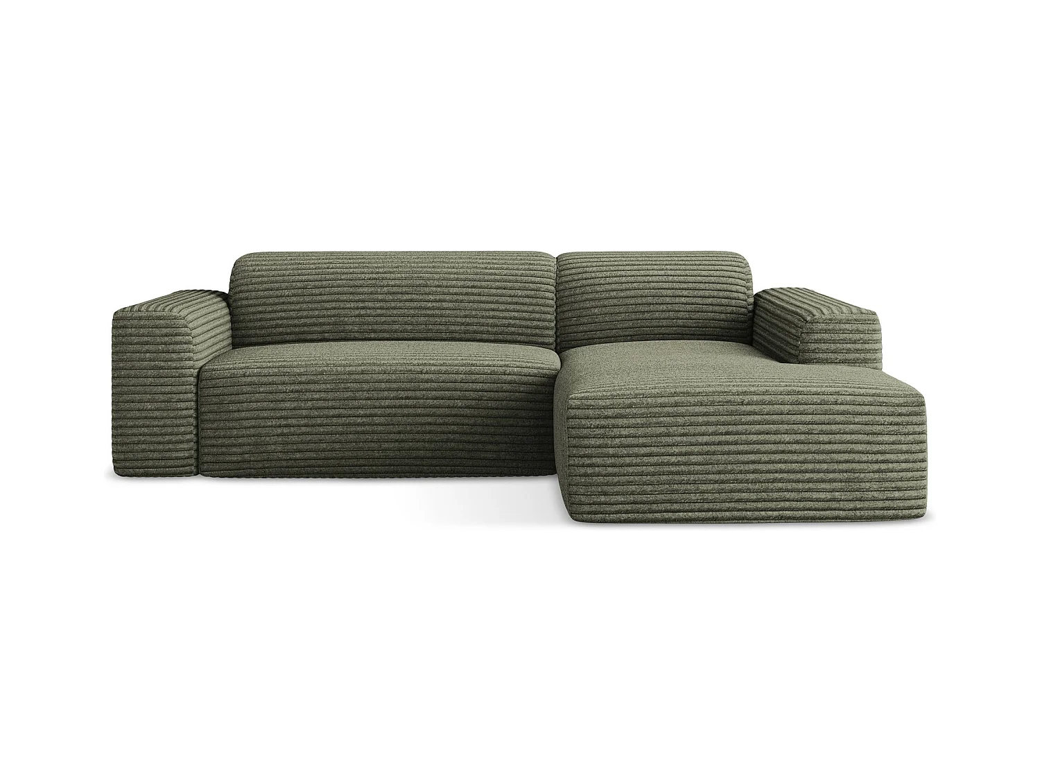 Modulaire hoekbank rechts van olijfgroen ribfluweel - KELI