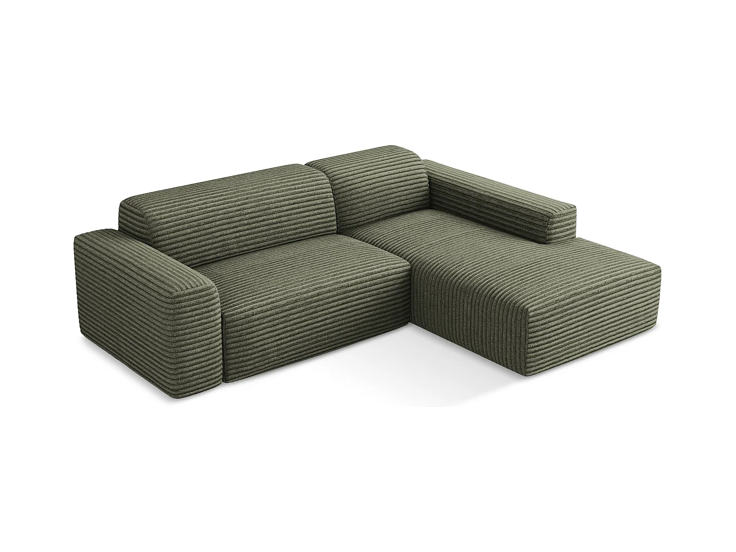 Modulaire hoekbank rechts van olijfgroen ribfluweel - KELI