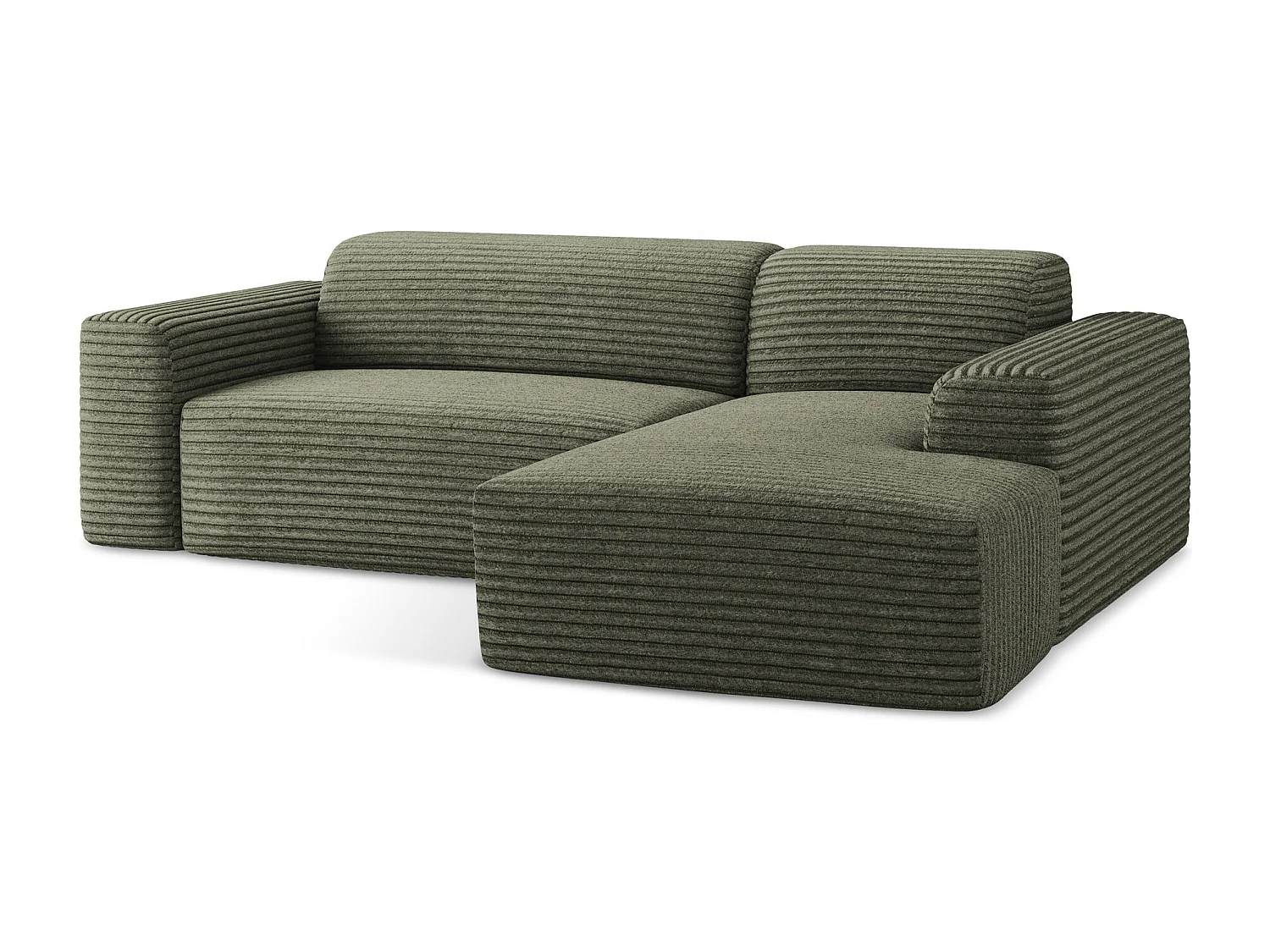 Modulaire hoekbank rechts van olijfgroen ribfluweel - KELI