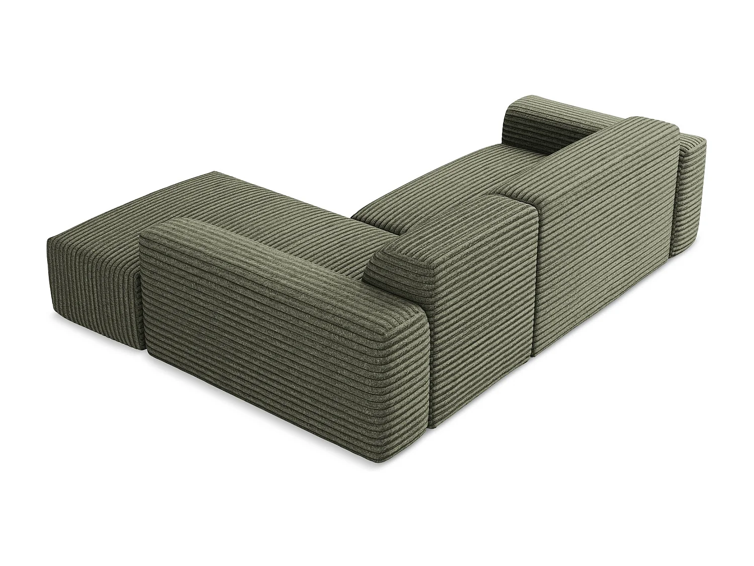Modulaire hoekbank rechts van olijfgroen ribfluweel - KELI