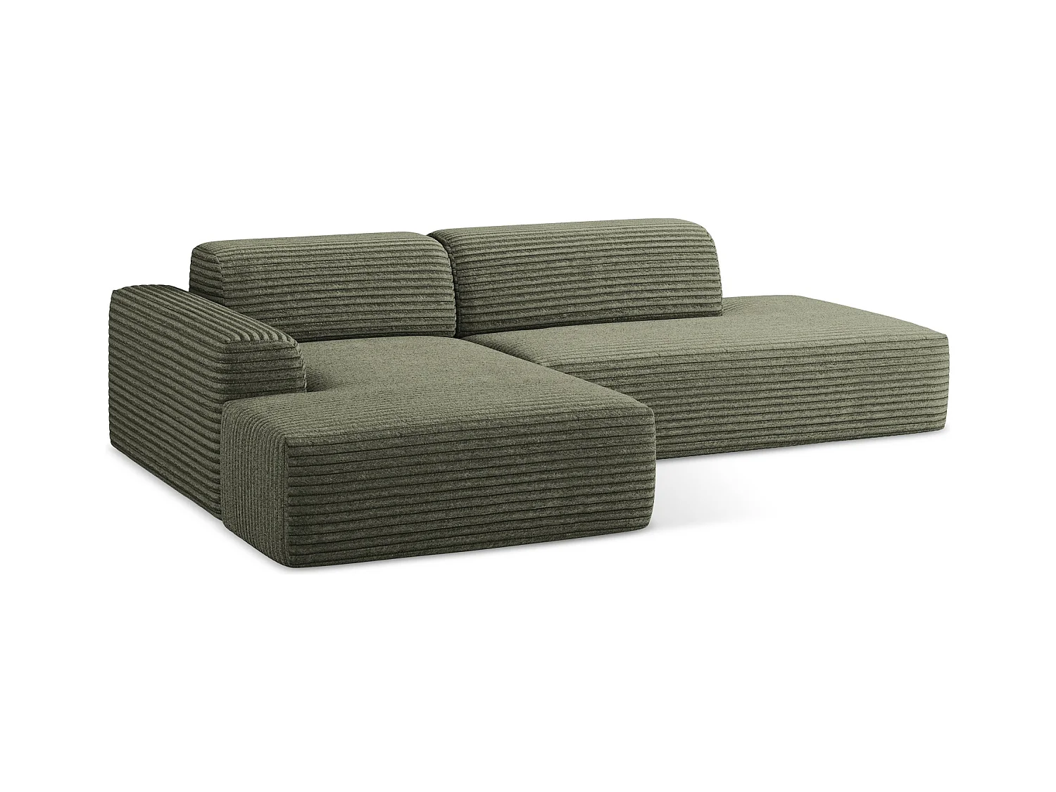 Modulaire hoekbank rechts van olijfgroen ribfluweel - KELI