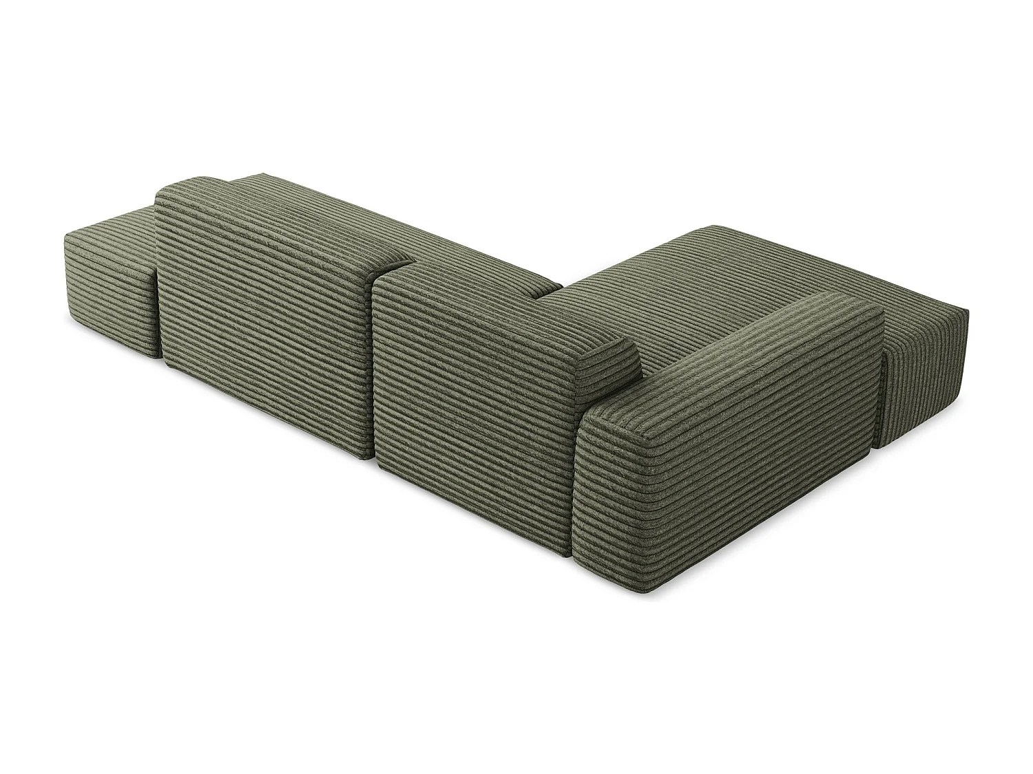 Modulaire hoekbank rechts van olijfgroen ribfluweel - KELI