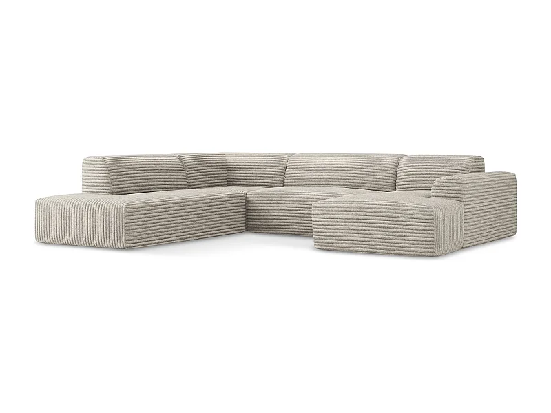 Große Wohnlandschaft Links - - Cord - Dunkelbeige - KELI