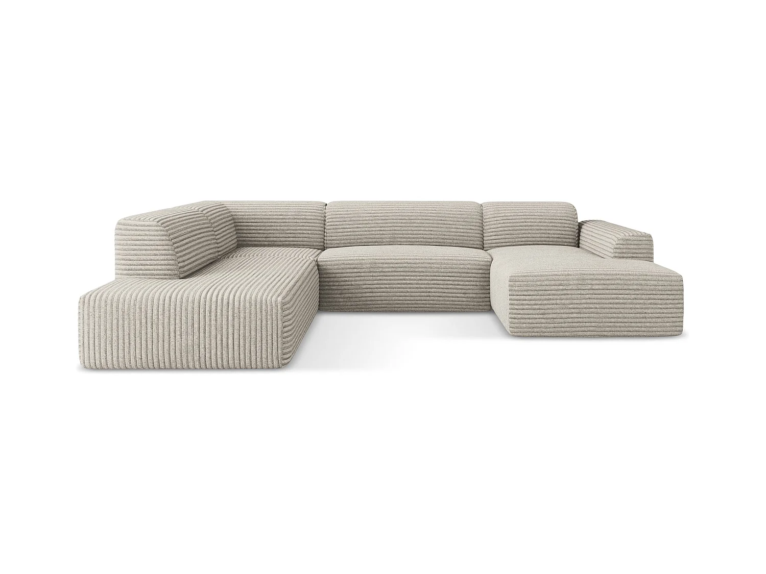 Große Wohnlandschaft Links - - Cord - Dunkelbeige - KELI