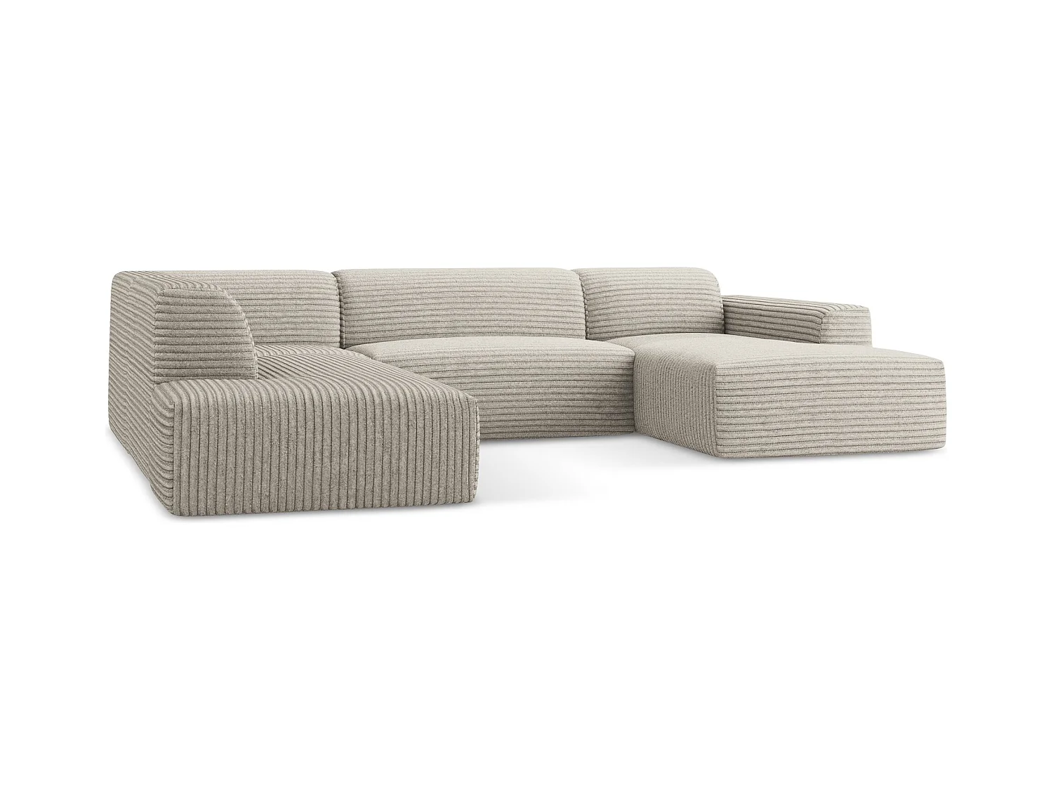 Große Wohnlandschaft Links - - Cord - Dunkelbeige - KELI