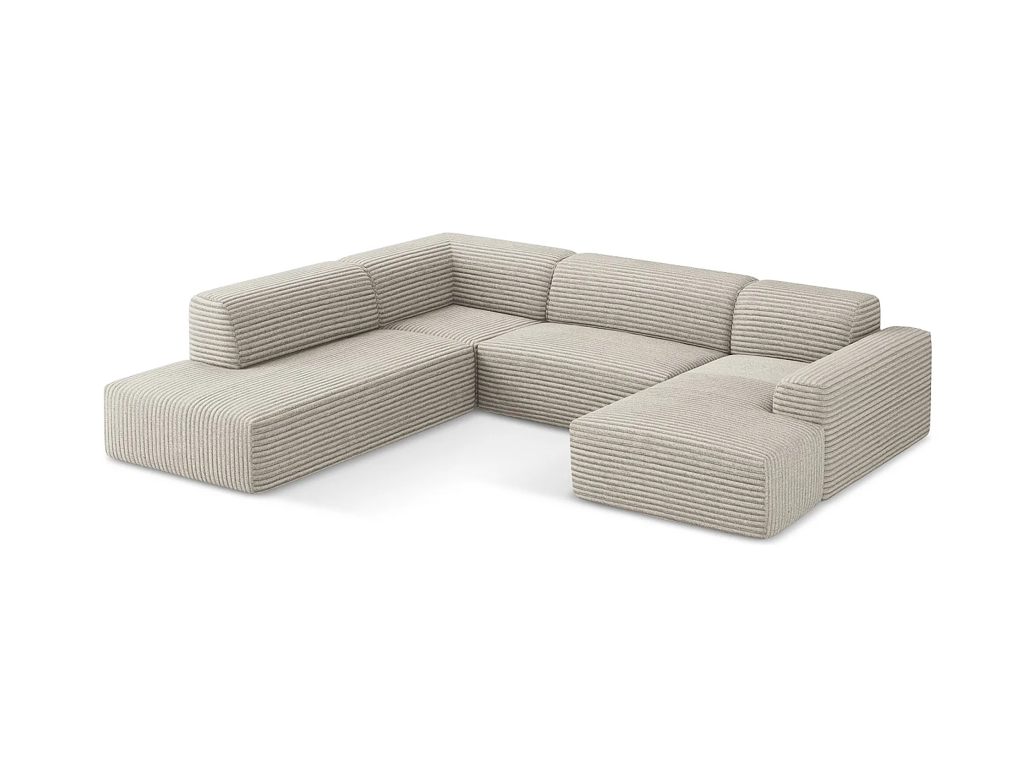 Große Wohnlandschaft Links - - Cord - Dunkelbeige - KELI