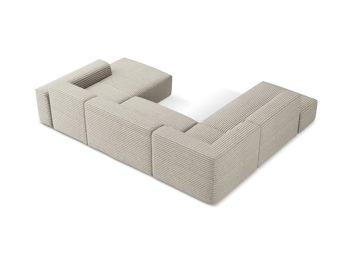 Große Wohnlandschaft Links - - Cord - Dunkelbeige - KELI