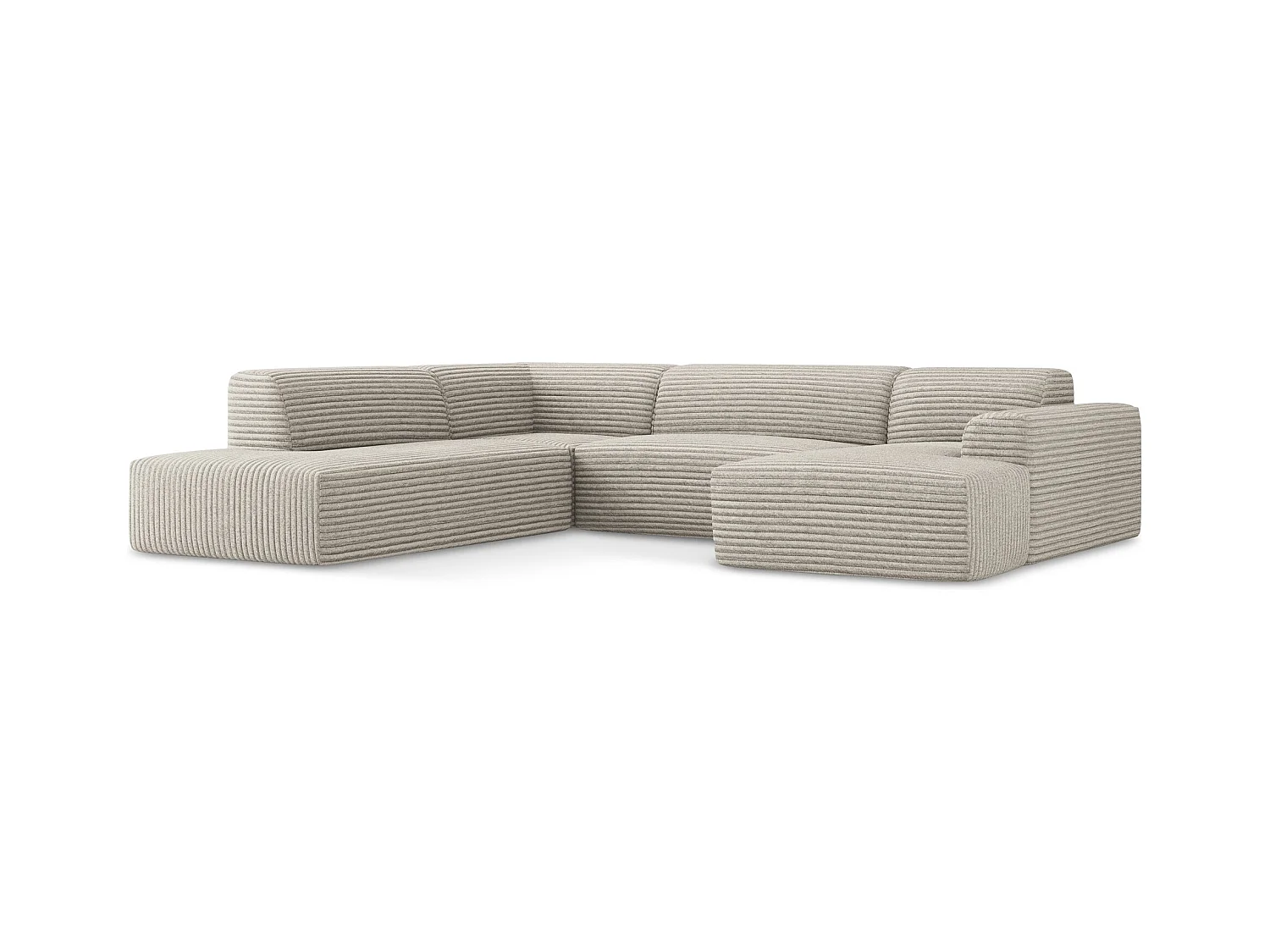 Große Wohnlandschaft Links - - Cord - Dunkelbeige - KELI