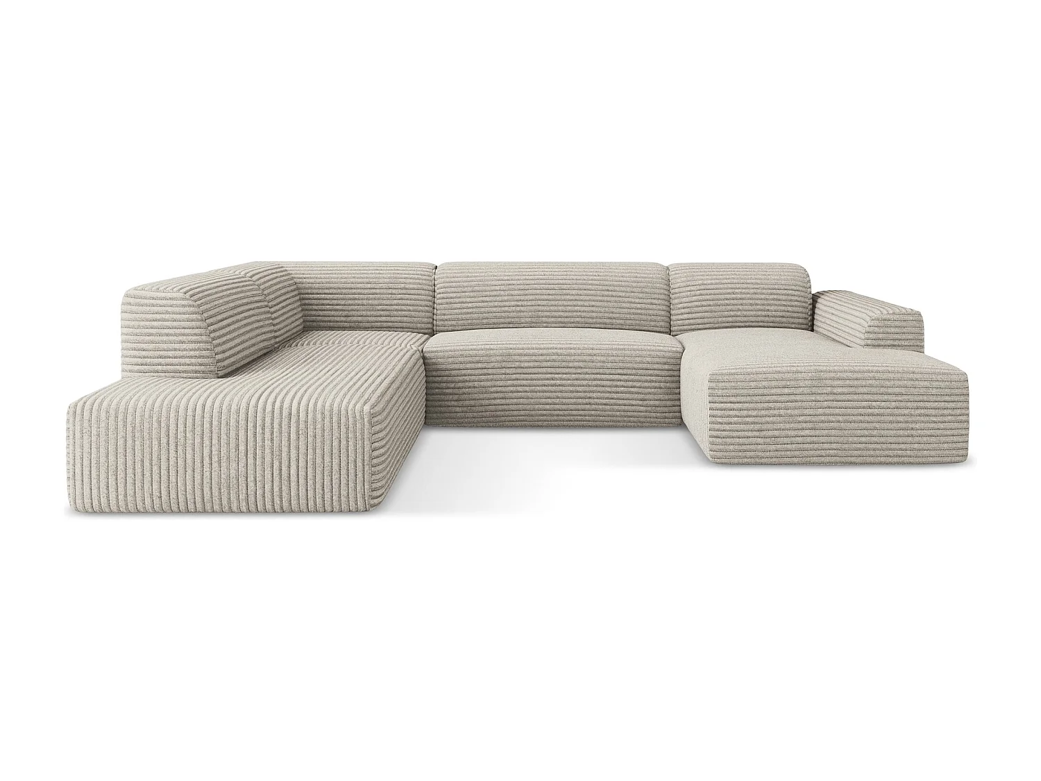 Canapé panoramique 5 places gauche en velours côtelé - beige foncé - KELI