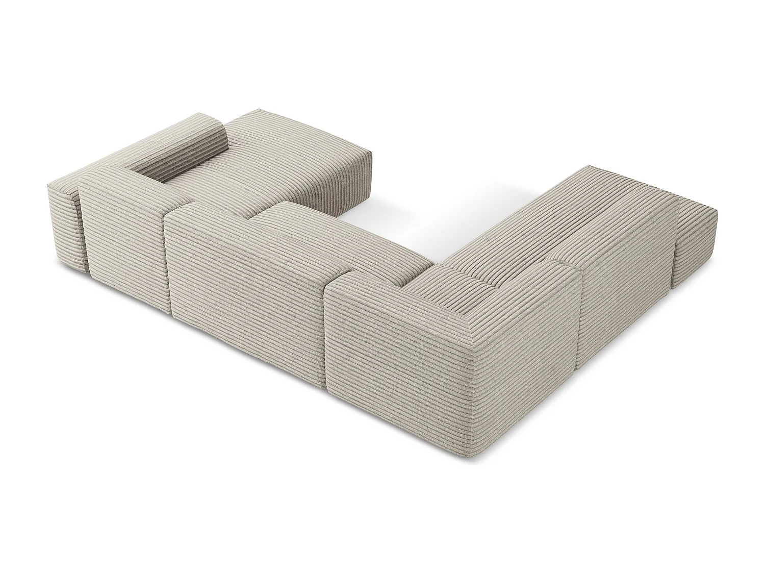 Canapé panoramique 5 places gauche en velours côtelé - beige foncé - KELI