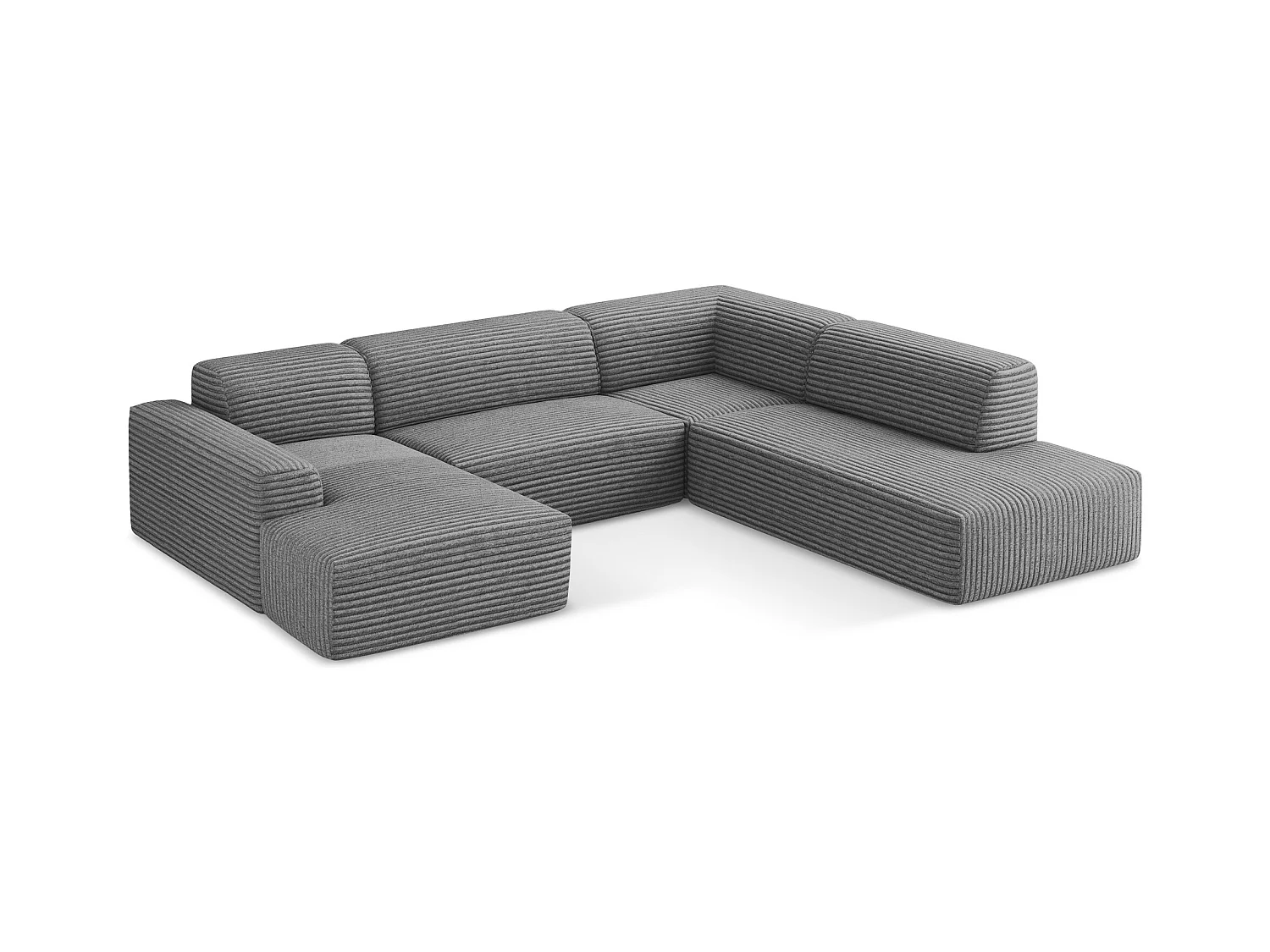 Große Wohnlandschaft Rechts - - Cord - Dunkelgrau - KELI