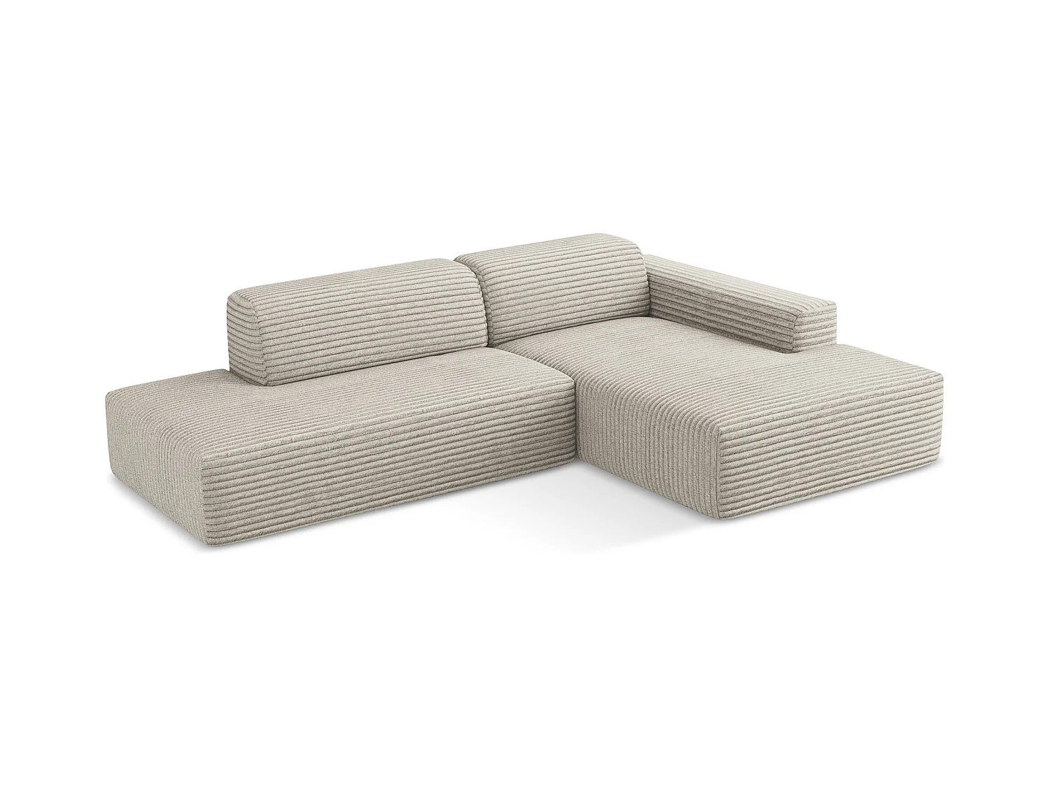 Modulaire hoekbank links van donkerbeige ribfluweel - KELI