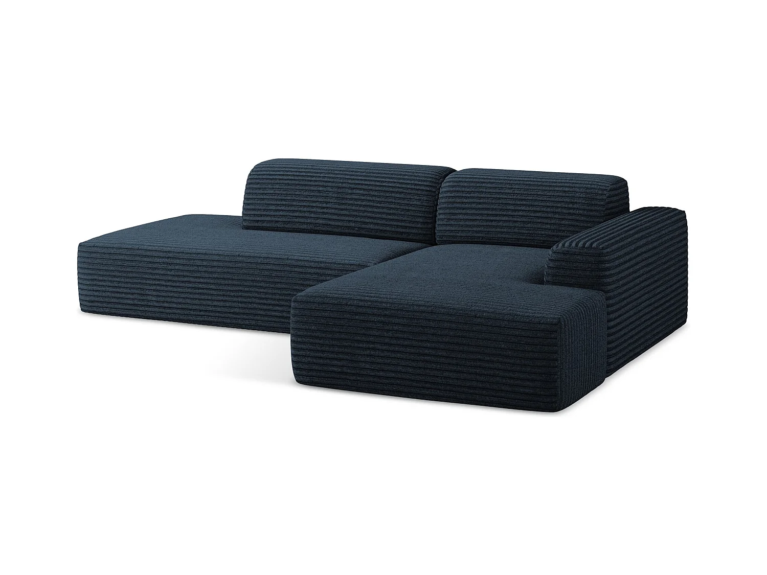 Modulaire hoekbank links van koningsblauw ribfluweel - KELI