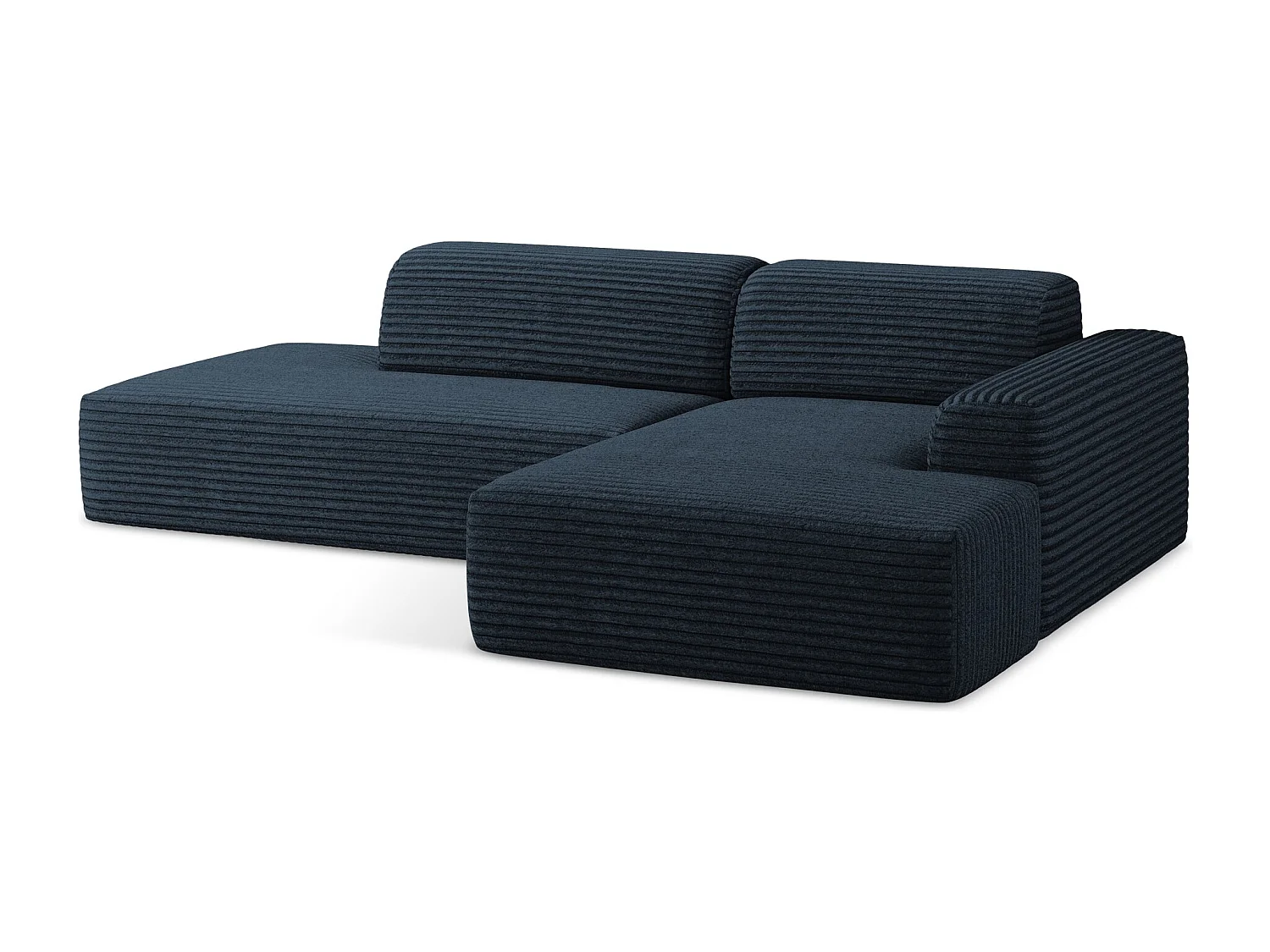 Modulaire hoekbank links van koningsblauw ribfluweel - KELI