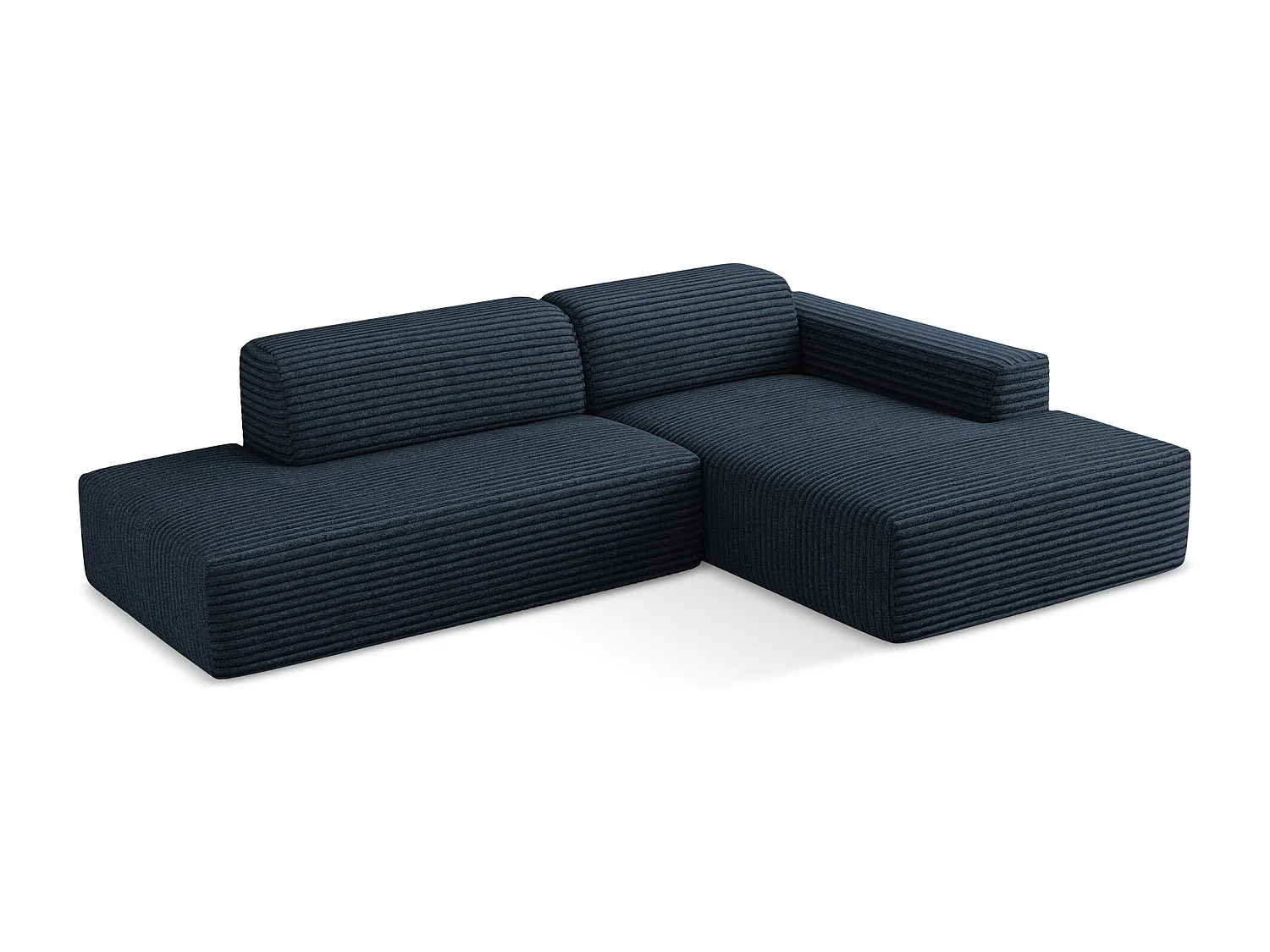 Modulaire hoekbank links van koningsblauw ribfluweel - KELI