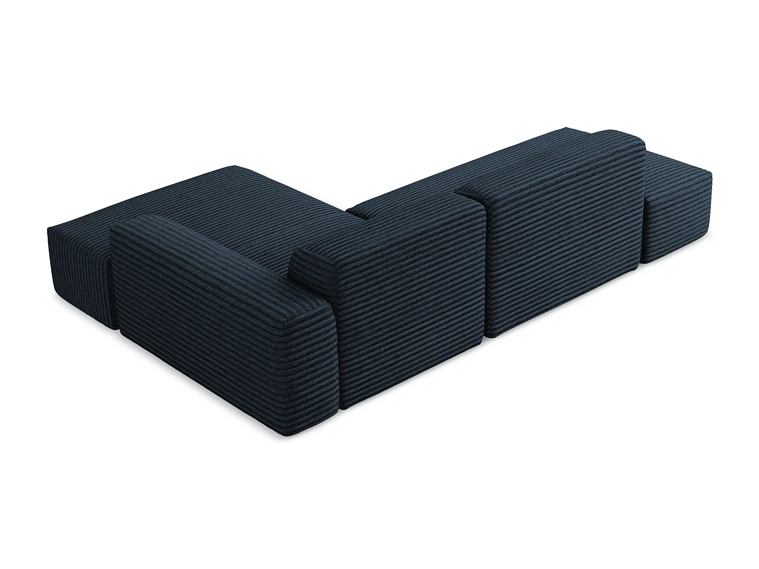 Modulaire hoekbank links van koningsblauw ribfluweel - KELI