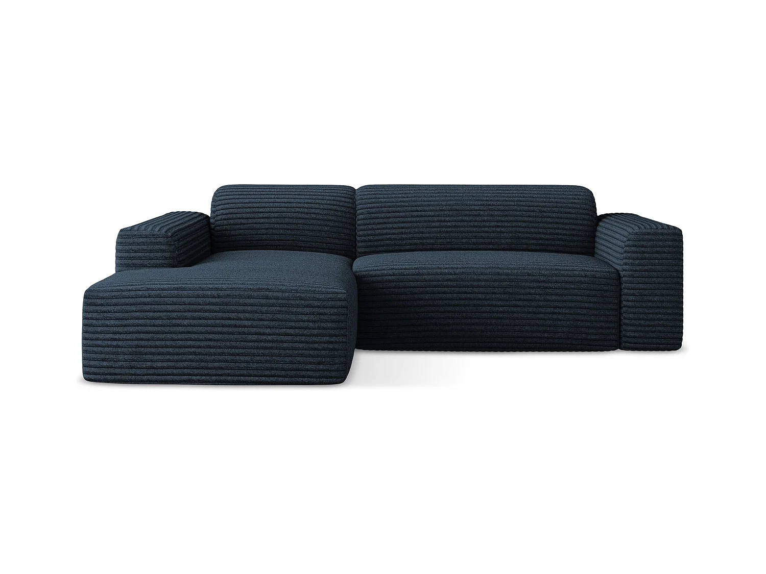 Canapé d'angle 3 places modulaire gauche en velours côtelé - bleu royal - KELI