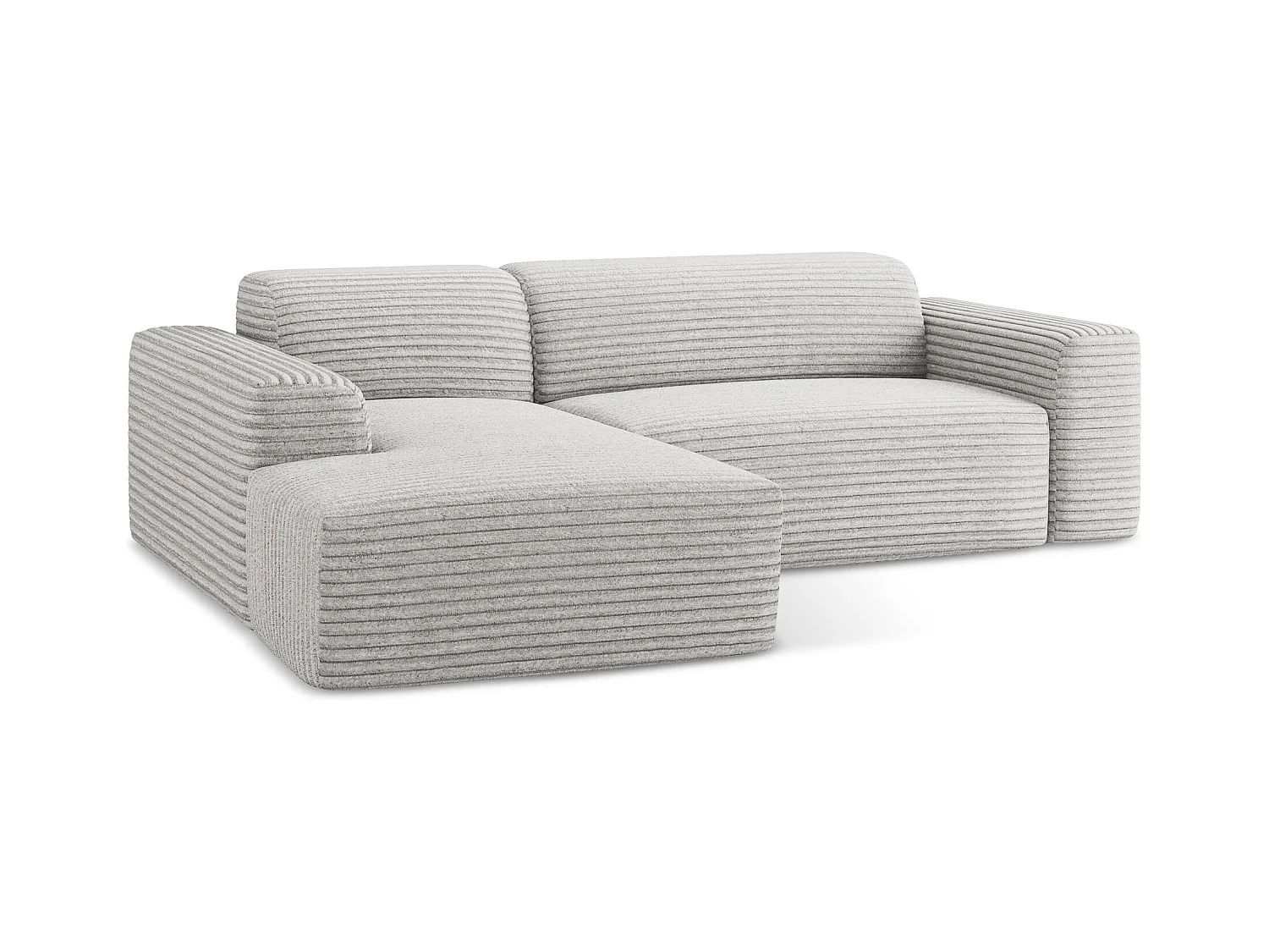 3-Sitzer Modulares Ecksofa - Ecke Links - Cord - Hellgrau - KELI