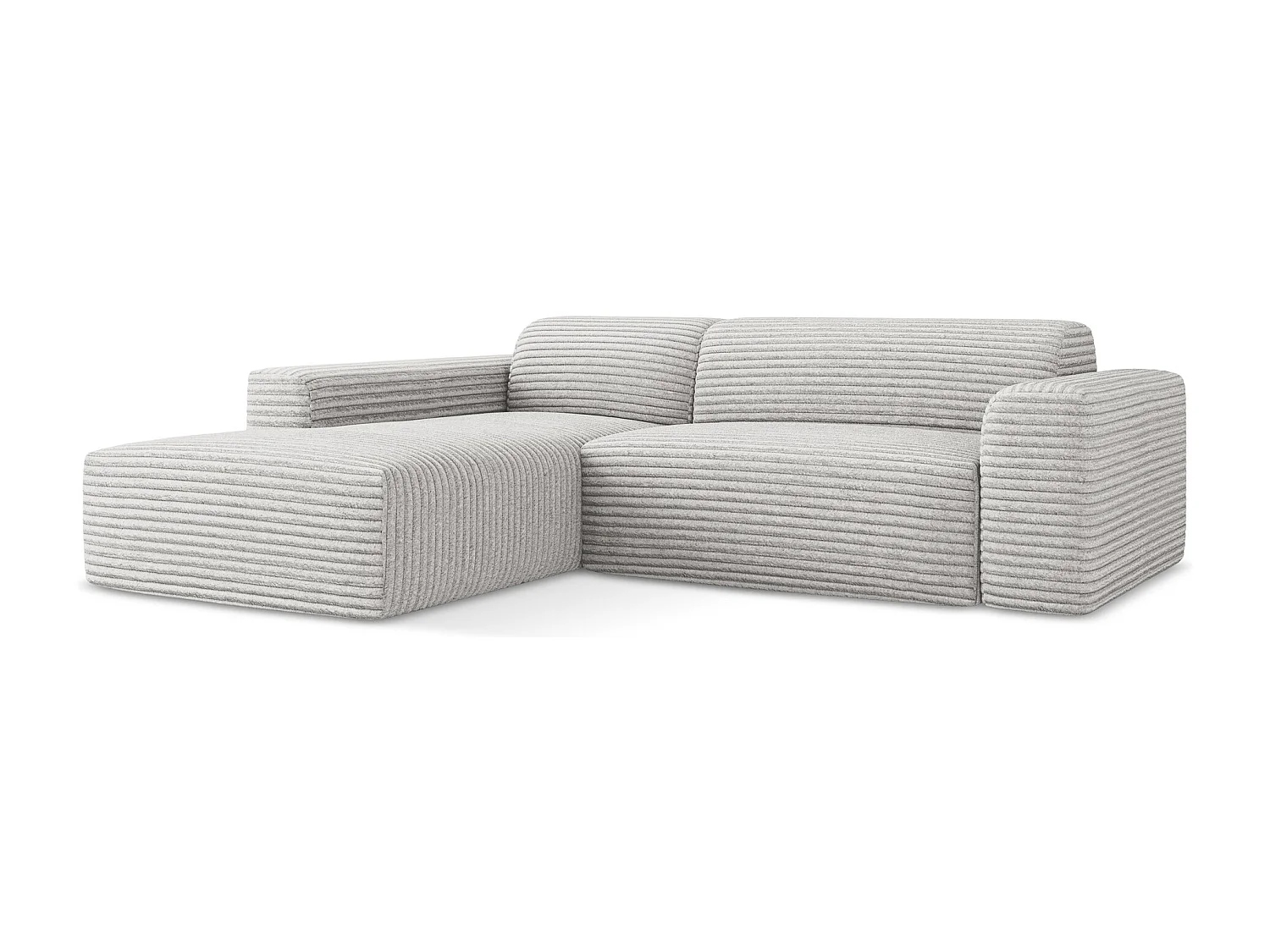 3-Sitzer Modulares Ecksofa - Ecke Links - Cord - Hellgrau - KELI