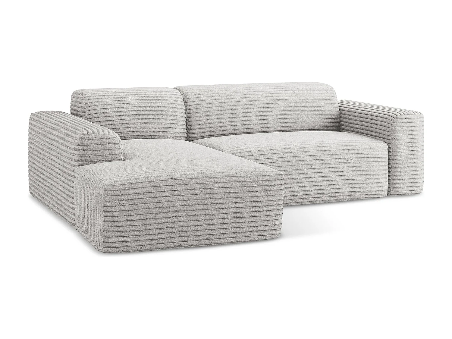 3-Sitzer Modulares Ecksofa - Ecke Links - Cord - Hellgrau - KELI