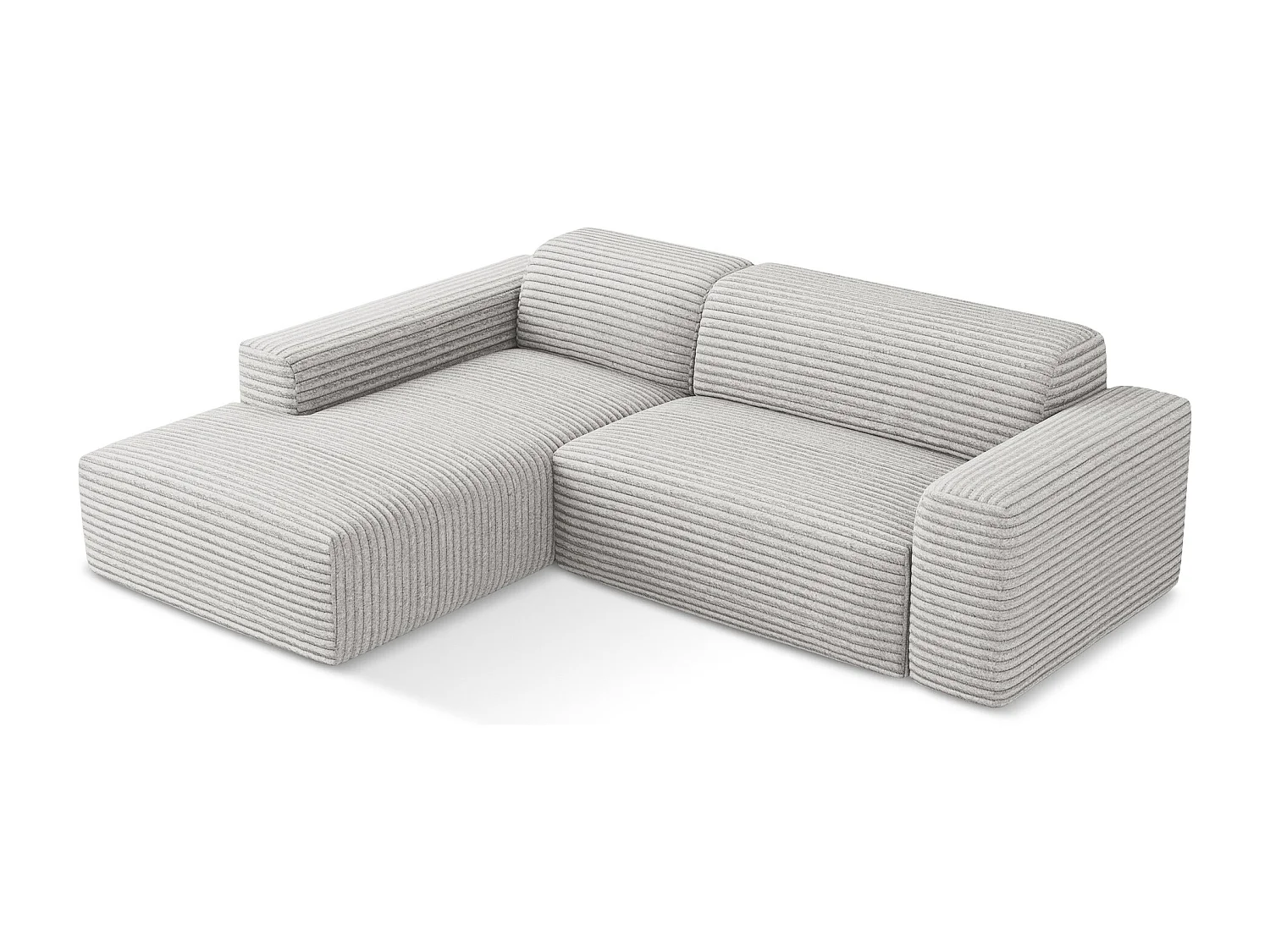 3-Sitzer Modulares Ecksofa - Ecke Links - Cord - Hellgrau - KELI