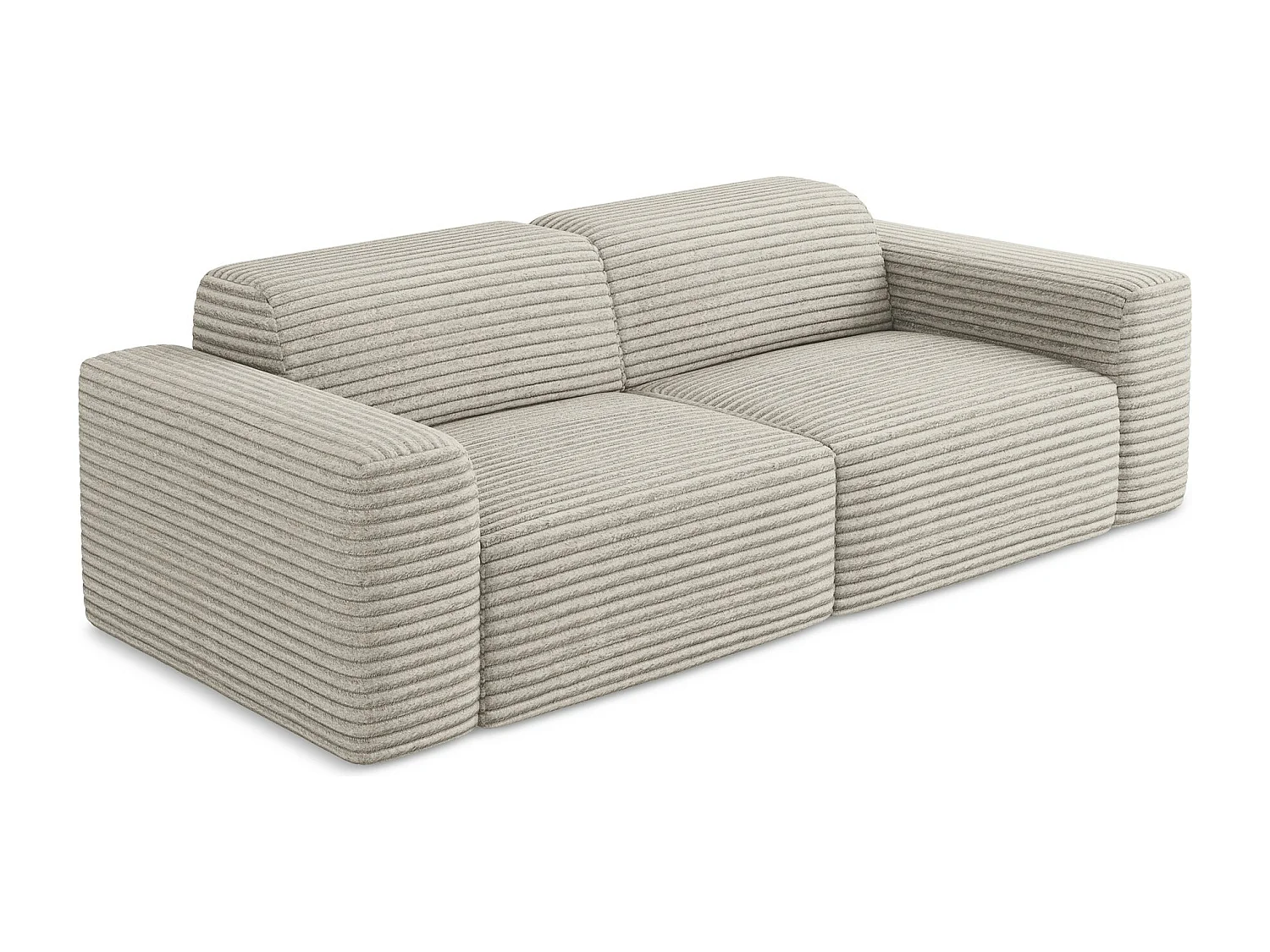 Sofá modular 3 lugares em cotelê bege escuro - KELI