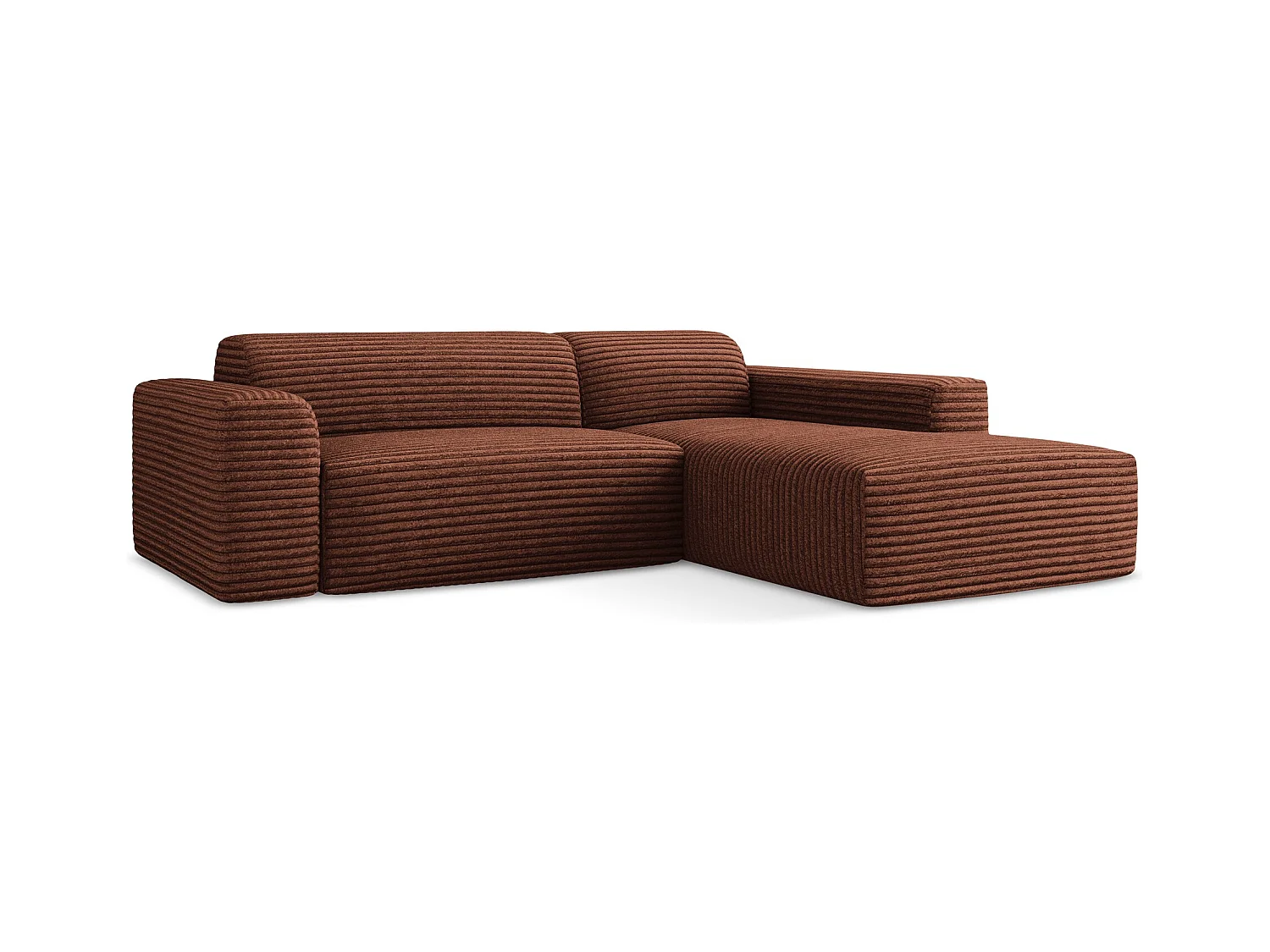 3-Sitzer Modulares Ecksofa - Ecke Rechts - Cord - Terrakotta - KELI