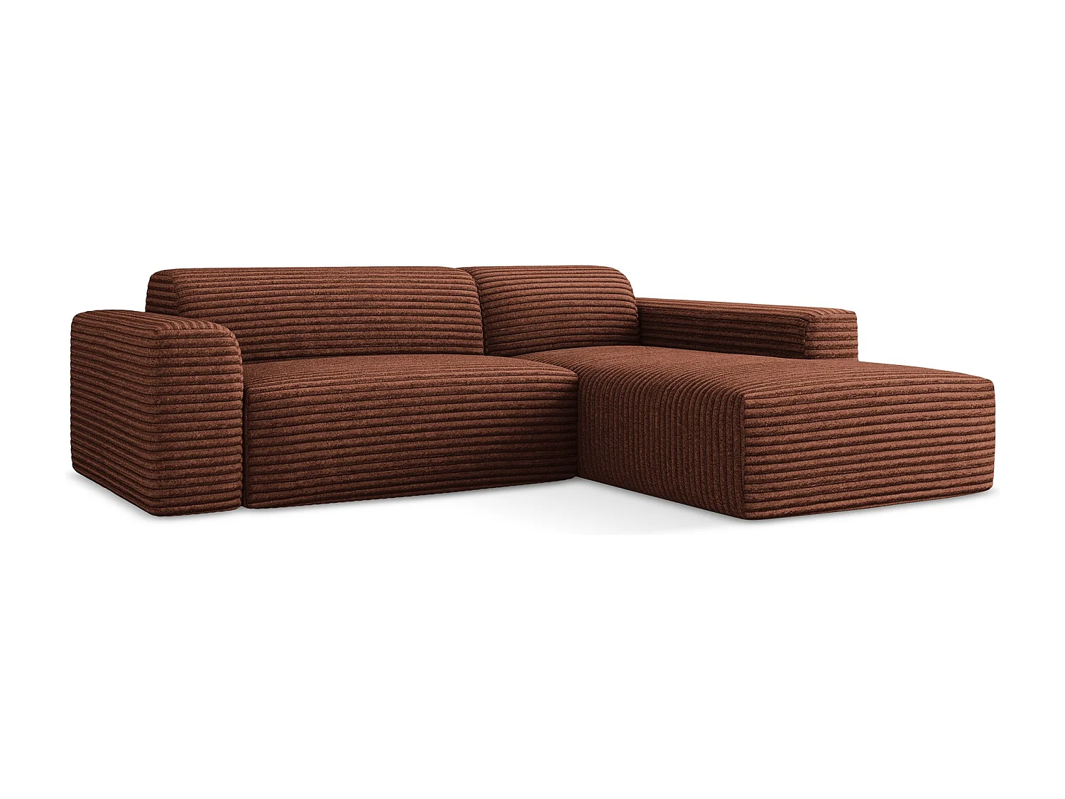 3-Sitzer Modulares Ecksofa - Ecke Rechts - Cord - Terrakotta - KELI