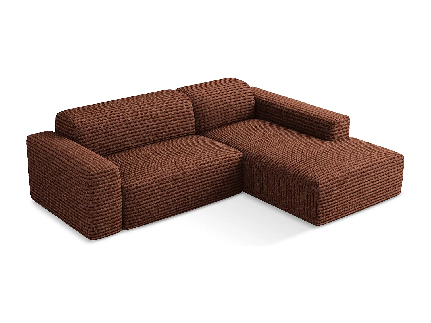 3-Sitzer Modulares Ecksofa - Ecke Rechts - Cord - Terrakotta - KELI