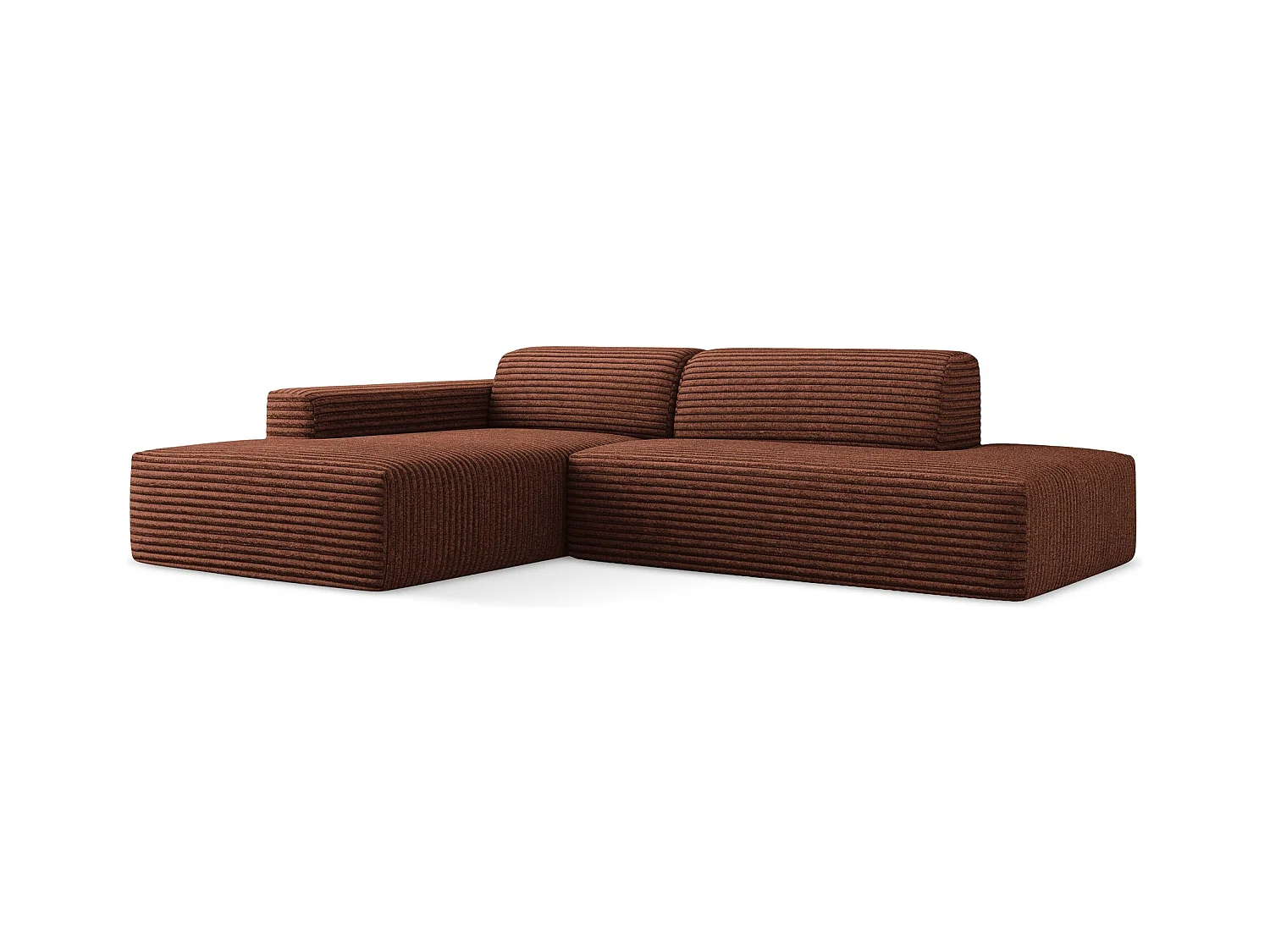 Modulaire hoekbank rechts van terracotta ribfluweel - KELI