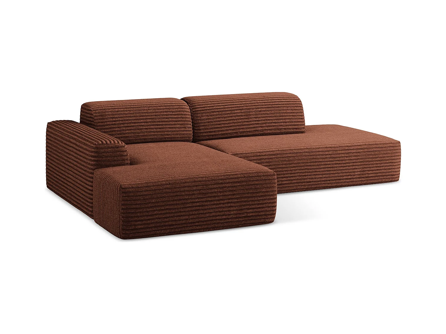 Modulaire hoekbank rechts van terracotta ribfluweel - KELI