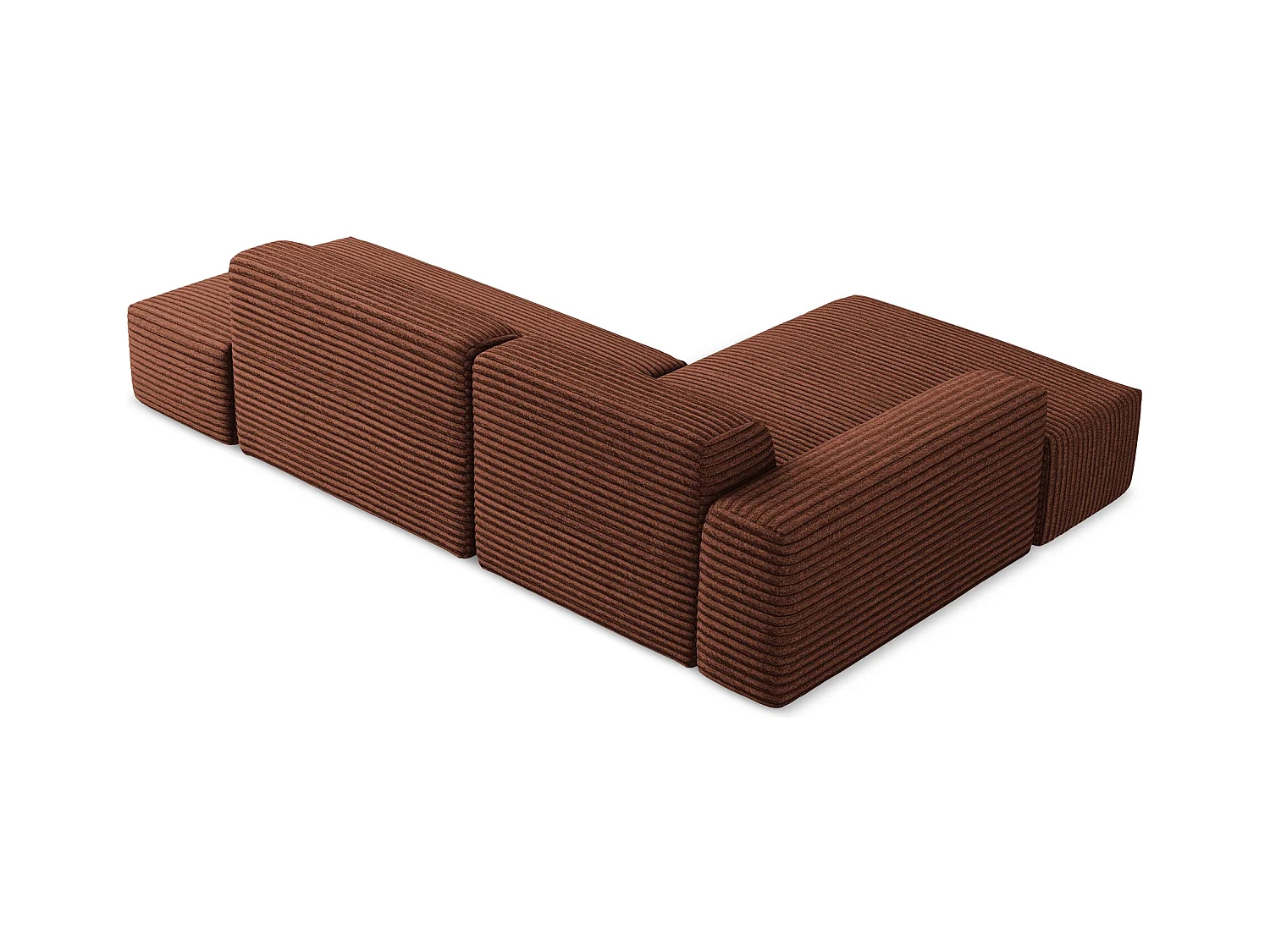 Modulaire hoekbank rechts van terracotta ribfluweel - KELI