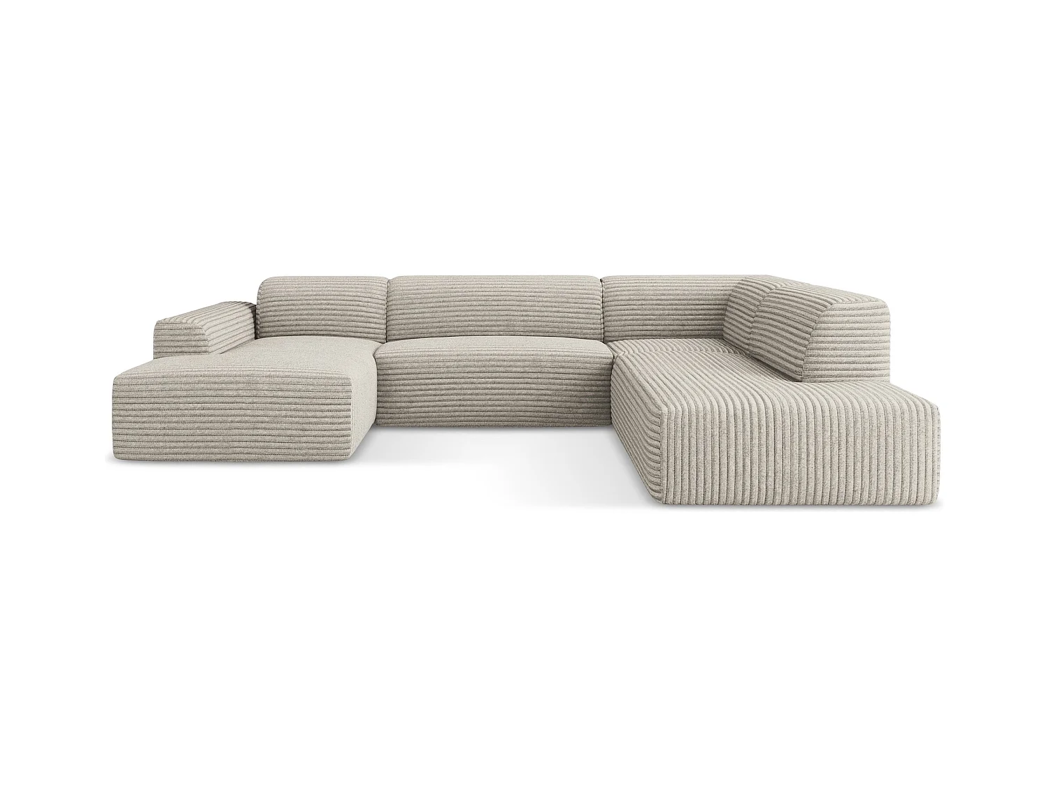 Große Wohnlandschaft Rechts - - Cord - Dunkelbeige - KELI