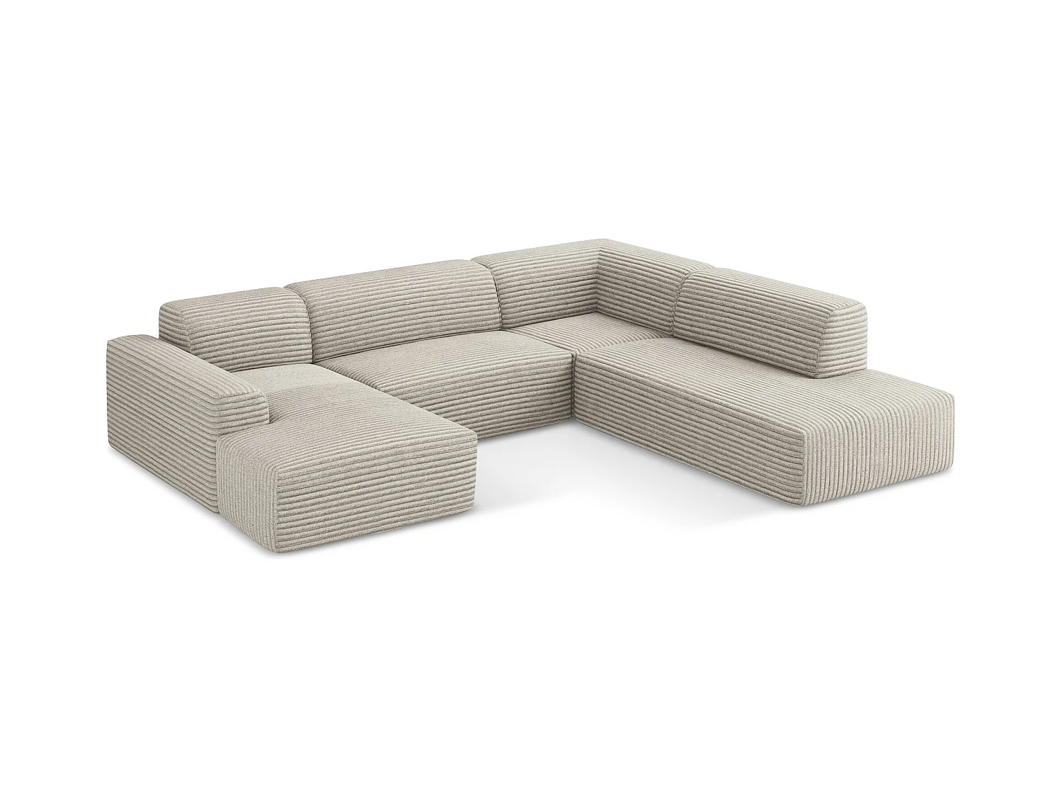 Große Wohnlandschaft Rechts - - Cord - Dunkelbeige - KELI