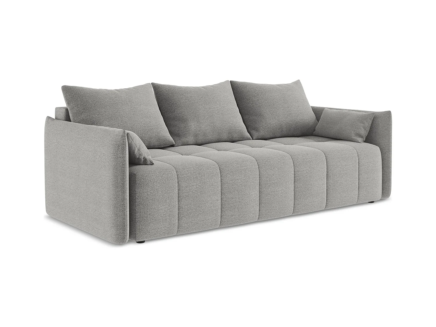 3-Sitzer Sofa mit Schlaffunktion - - Bouclé - Hellgrau - MOKU