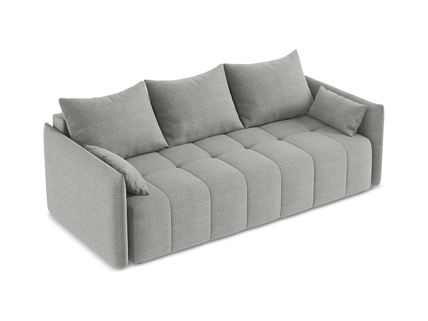 3-Sitzer Sofa mit Schlaffunktion - - Bouclé - Hellgrau - MOKU