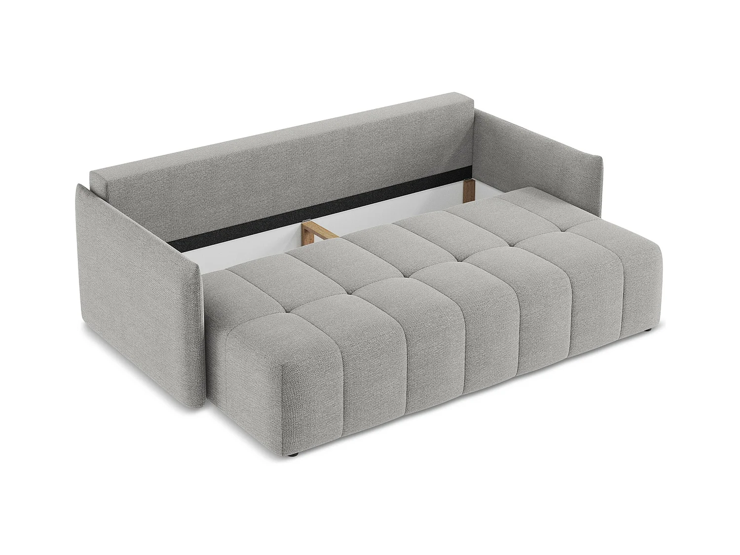 3-Sitzer Sofa mit Schlaffunktion - - Bouclé - Hellgrau - MOKU