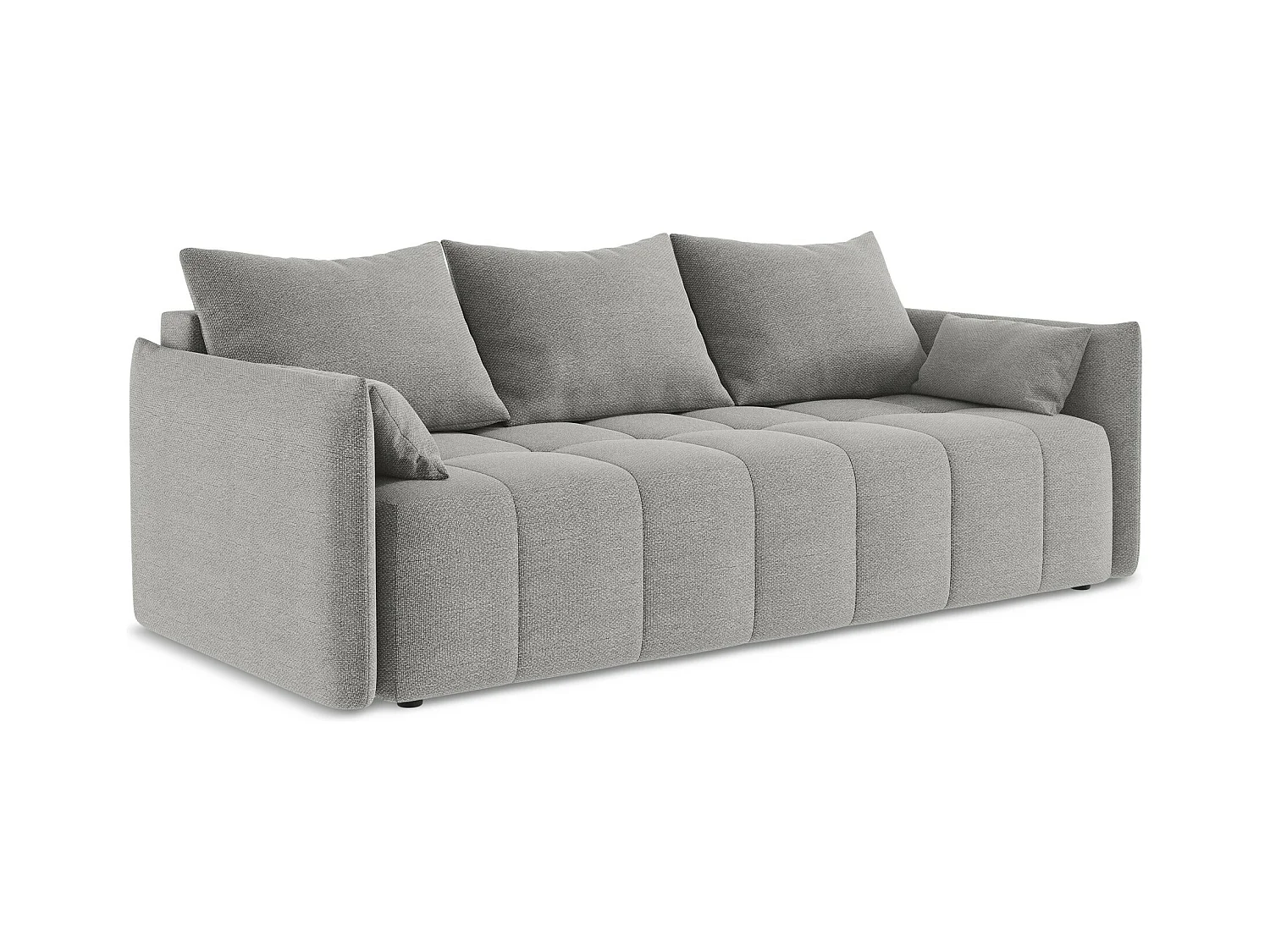 3-Sitzer Sofa mit Schlaffunktion - - Bouclé - Hellgrau - MOKU