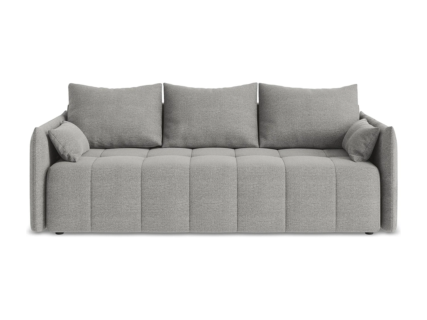 Canapé 3 places convertible en tissu bouclette - gris clair - MOKU