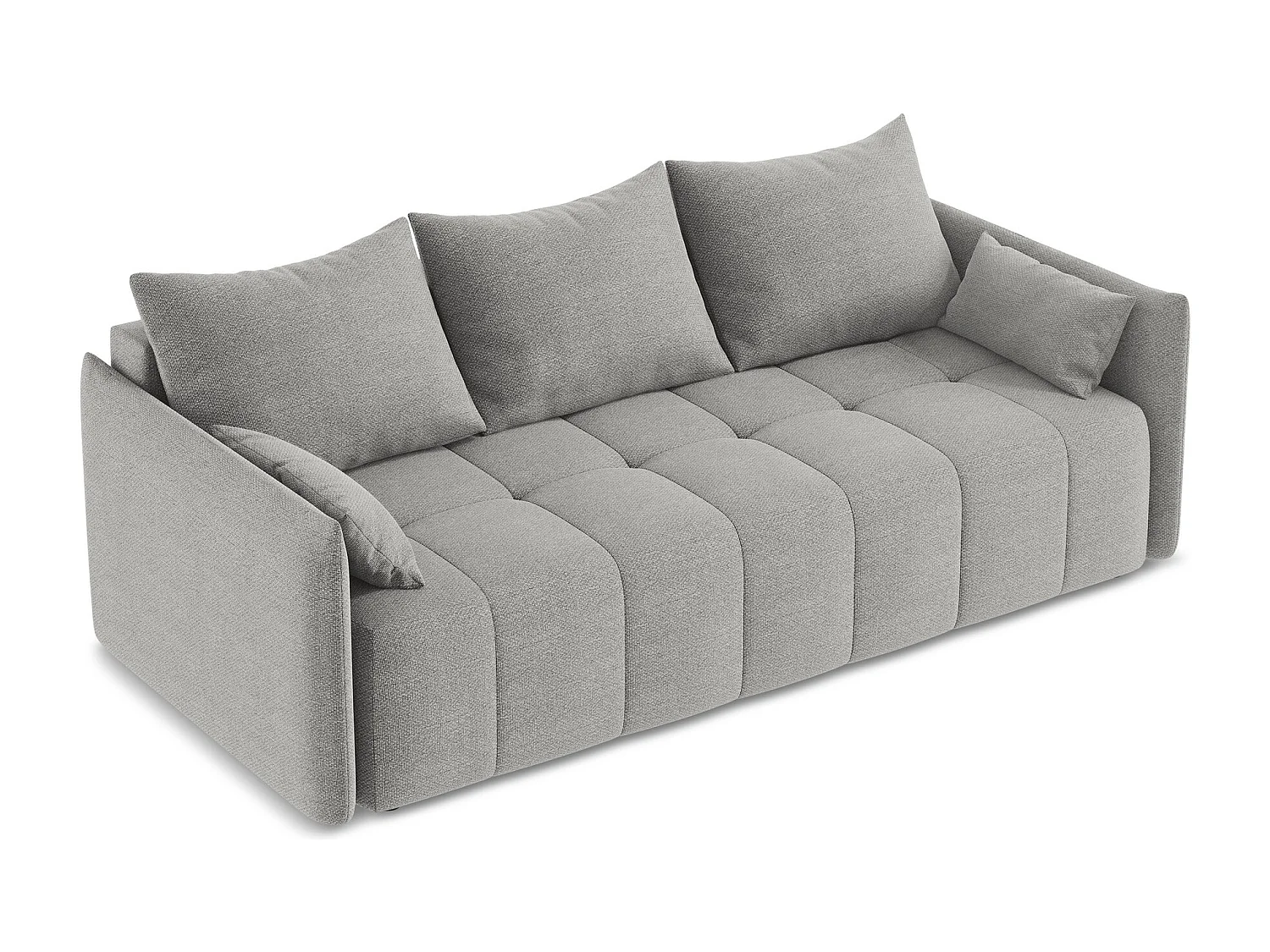 Canapé 3 places convertible en tissu bouclette - gris clair - MOKU