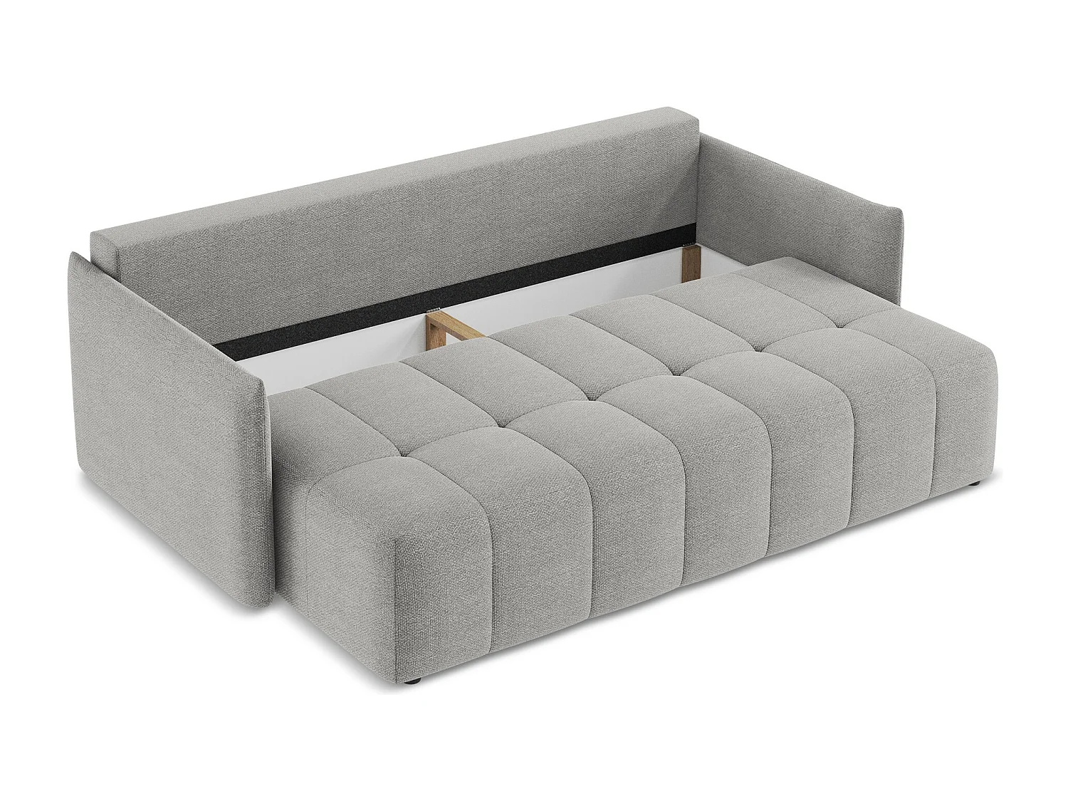 Canapé 3 places convertible en tissu bouclette - gris clair - MOKU