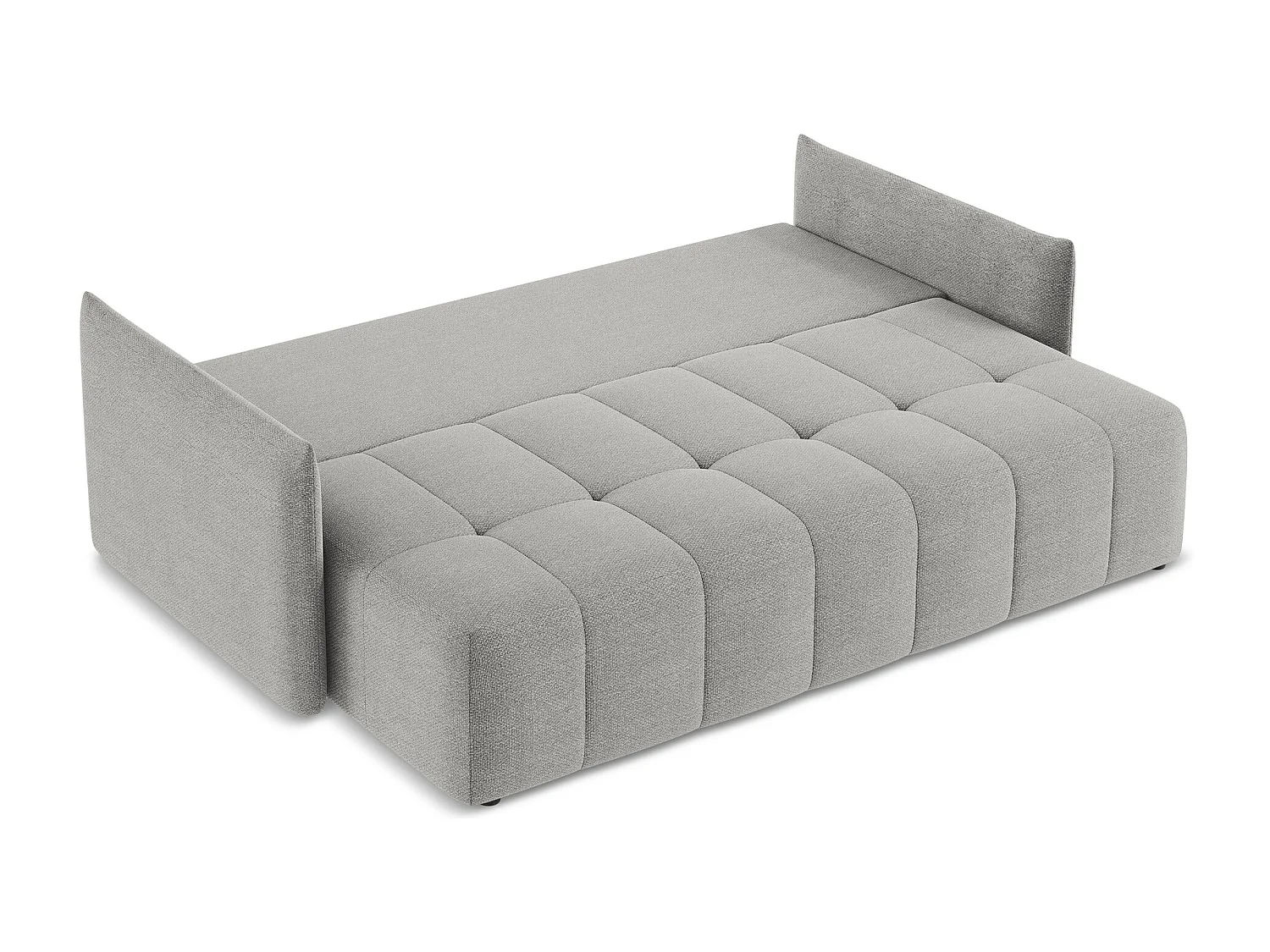 Canapé 3 places convertible en tissu bouclette - gris clair - MOKU