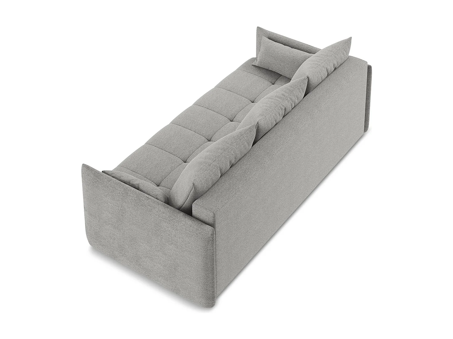 Canapé 3 places convertible en tissu bouclette - gris clair - MOKU