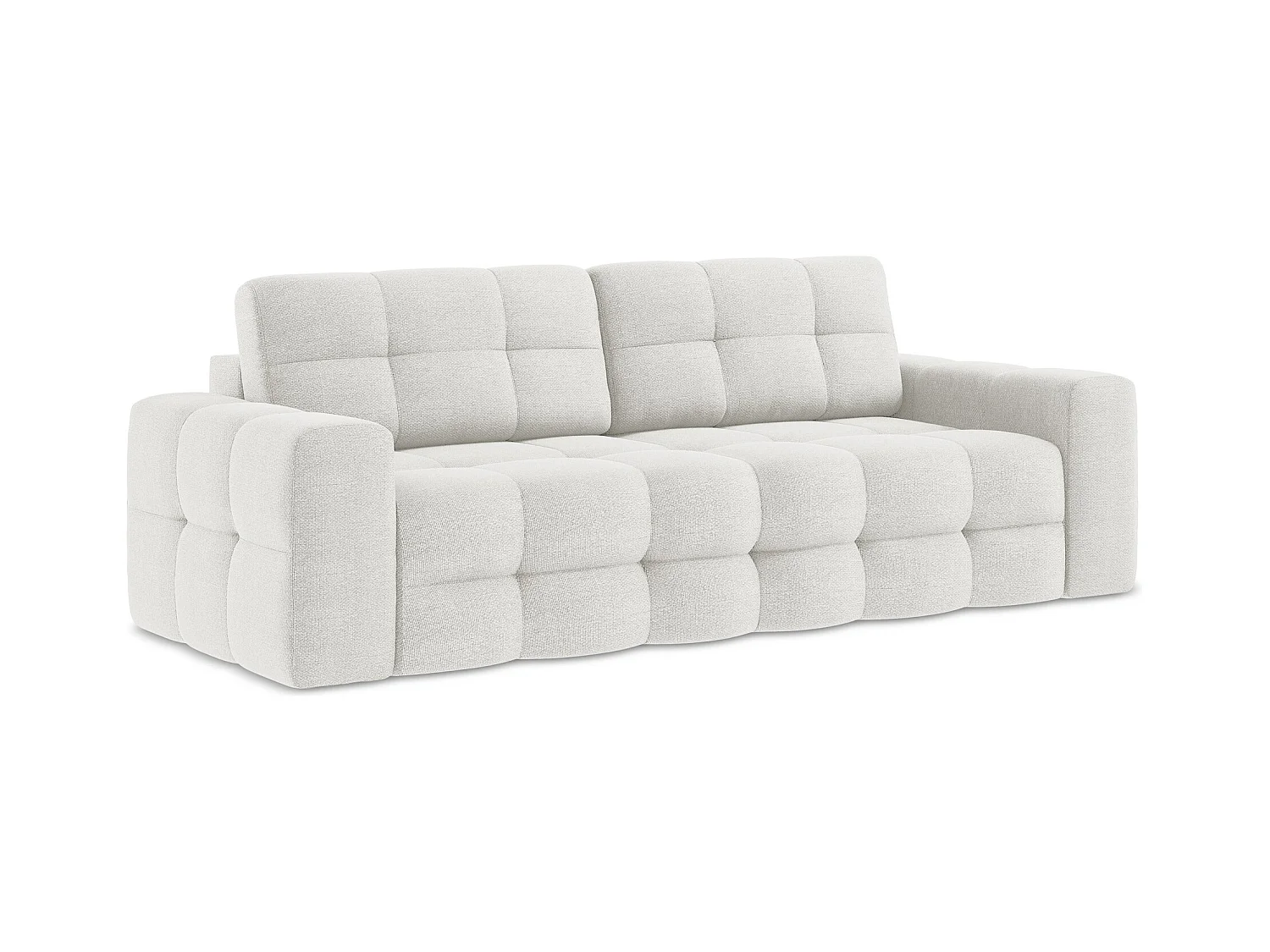 Canapé 3 places convertible en tissu bouclette - blanc - MILU