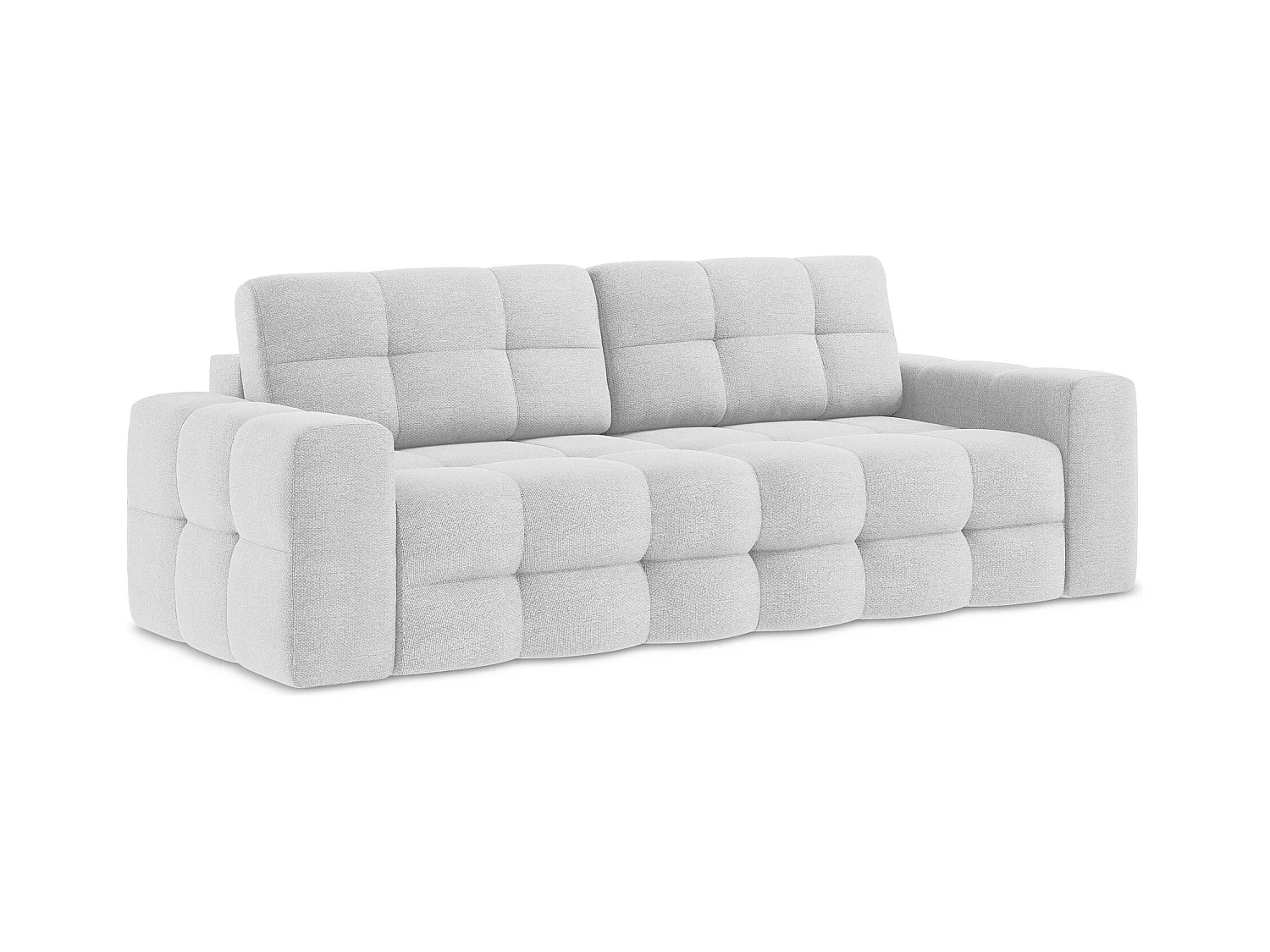Canapé 3 places convertible en tissu bouclette - argent - MILU