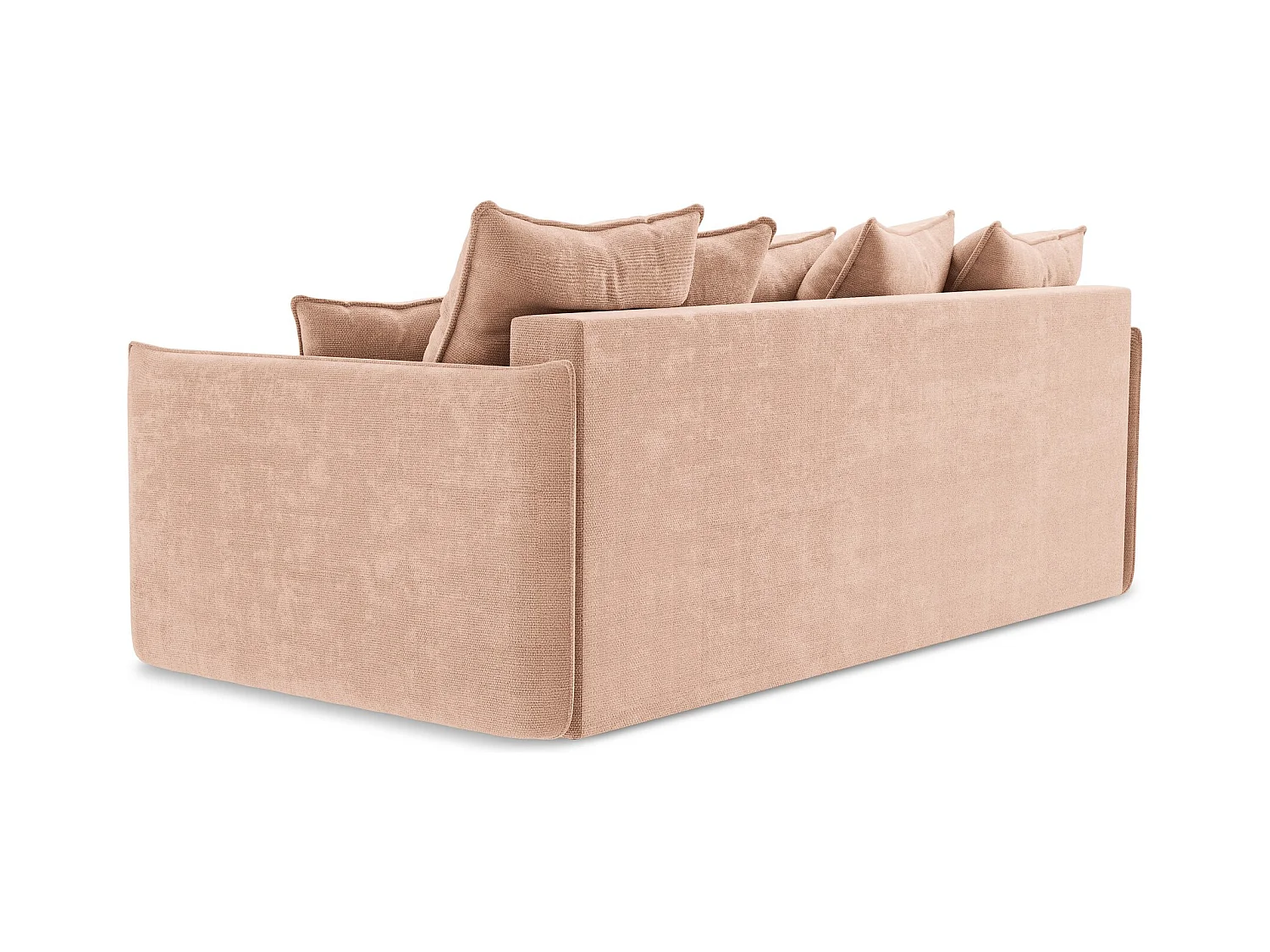 Driezits-slaapbank van perzik chenille stof - HULA