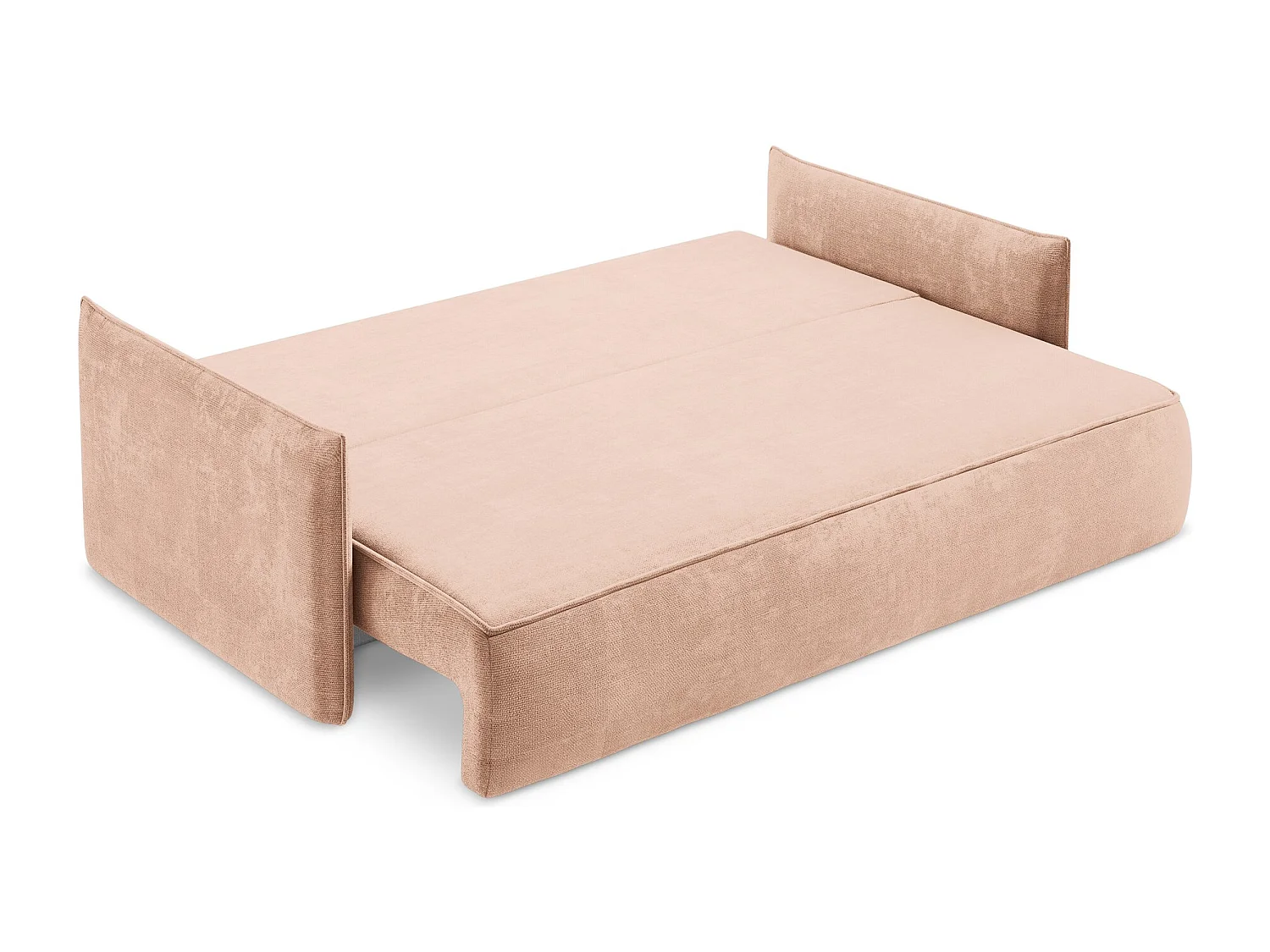 Driezits-slaapbank van perzik chenille stof - HULA